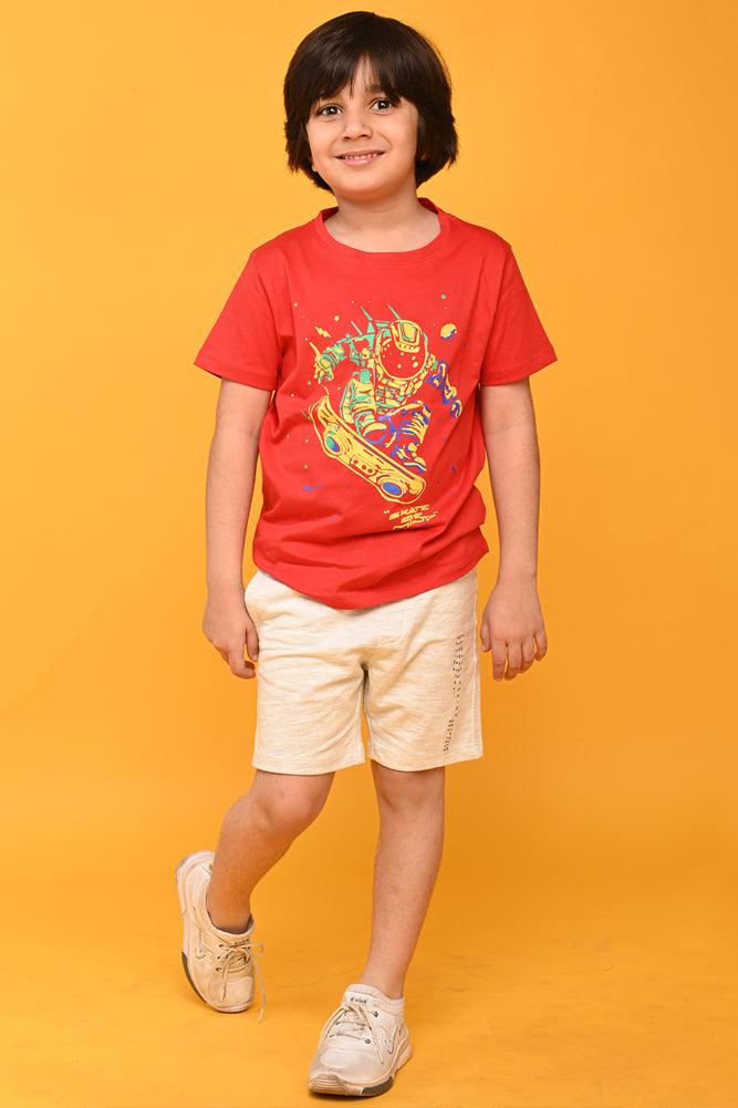 Anthrilo - Yellow Goal Print T-shirt And Shorts Set For Boys