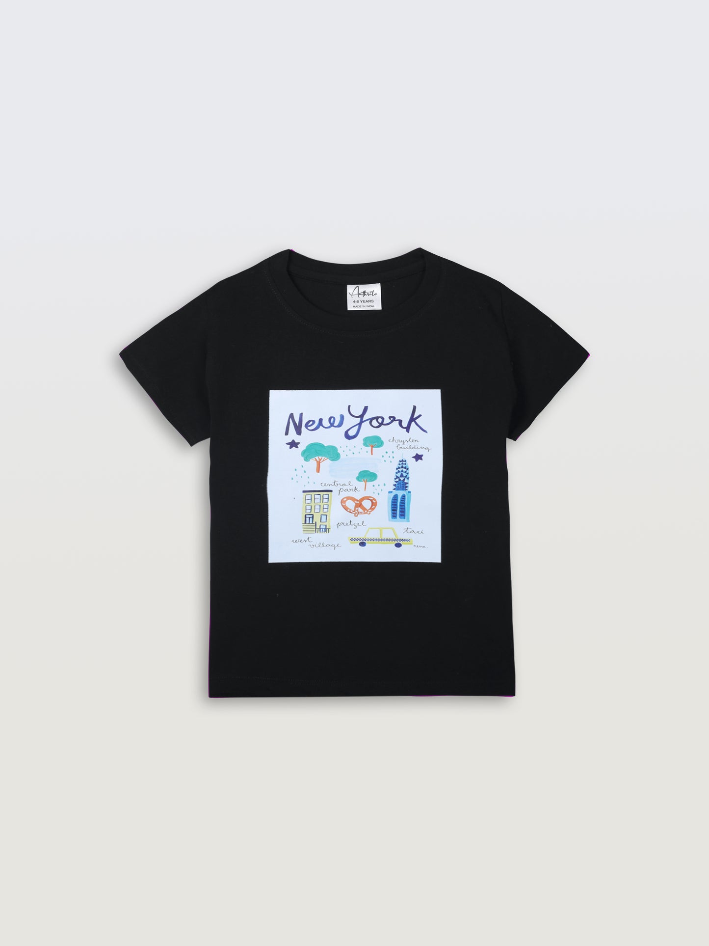 NEWYORK BLACK SHORT SLEEVE BOYS T-SHIRT - BLACK