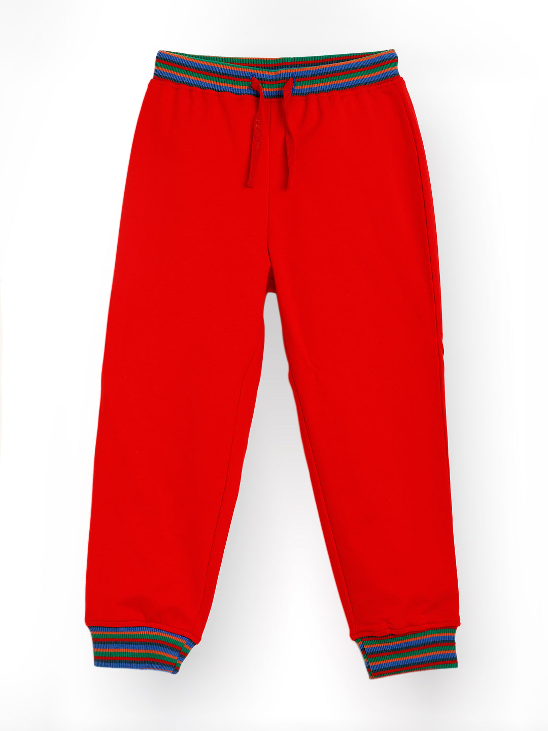 SUMMER RED JOGGER WITH STRIPED RIB - RED