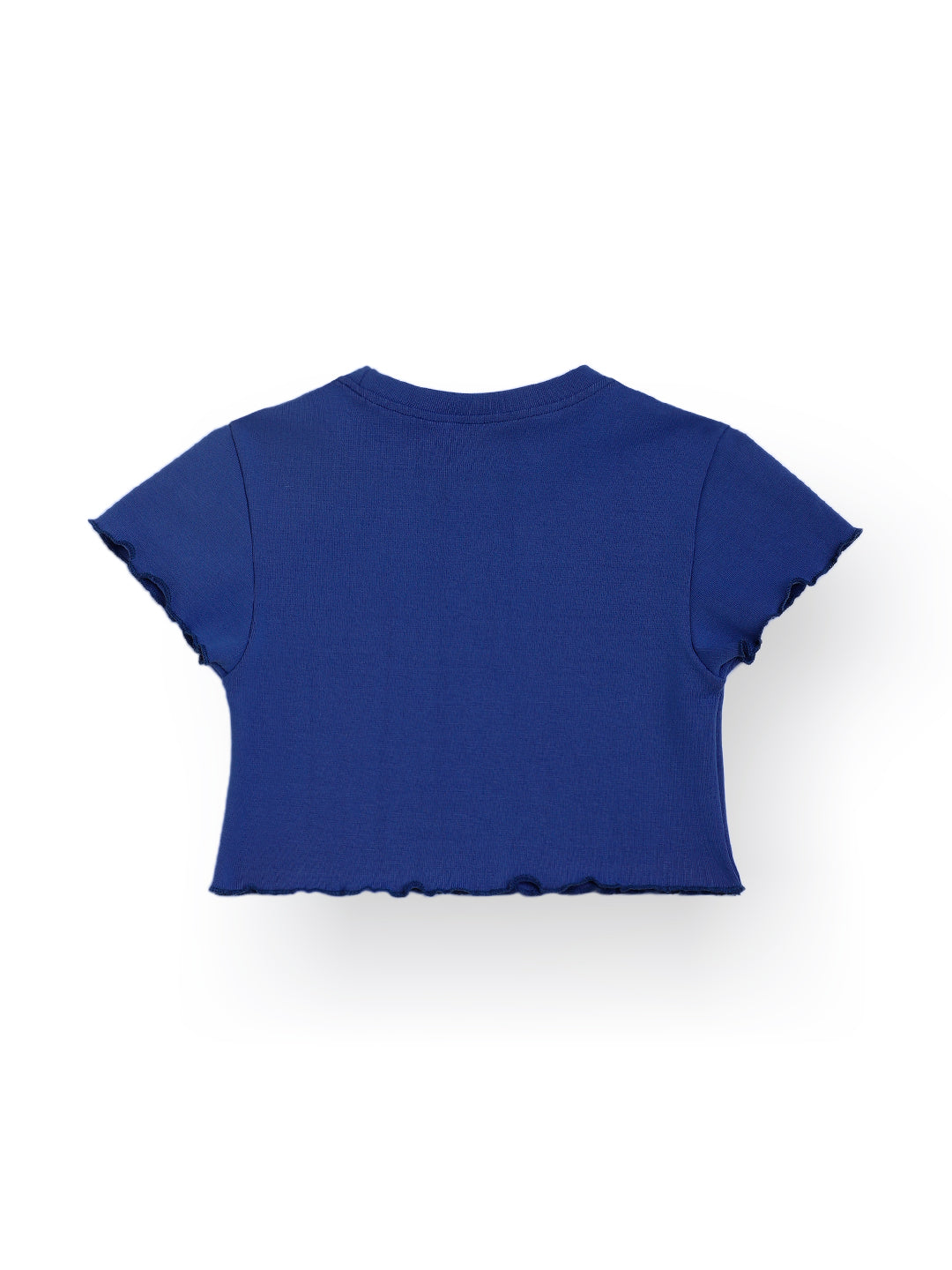 STRIPED RIBBED ROYAL SUMMER GIRLS T-SHIRT - ROYAL