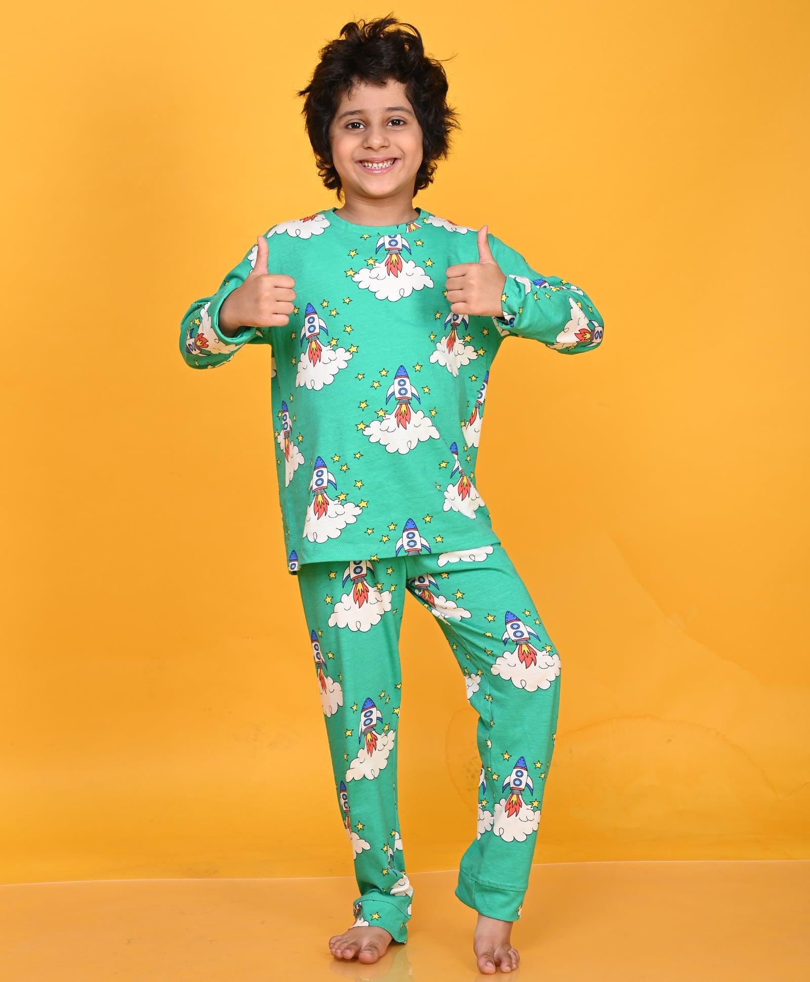 ROCKET BOYS LONG SLEEVE PYJAMA SET - GREEN - Anthrilo 