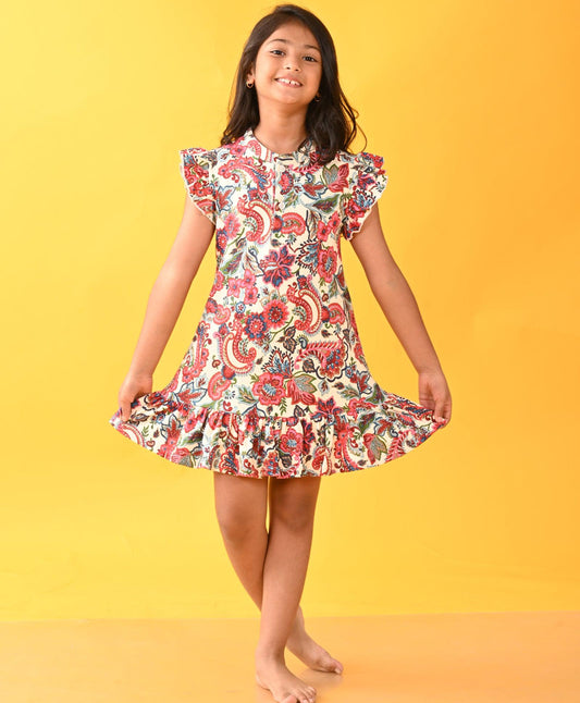 PRETTY FLOWER FLARED DRESS - PINK - Anthrilo 