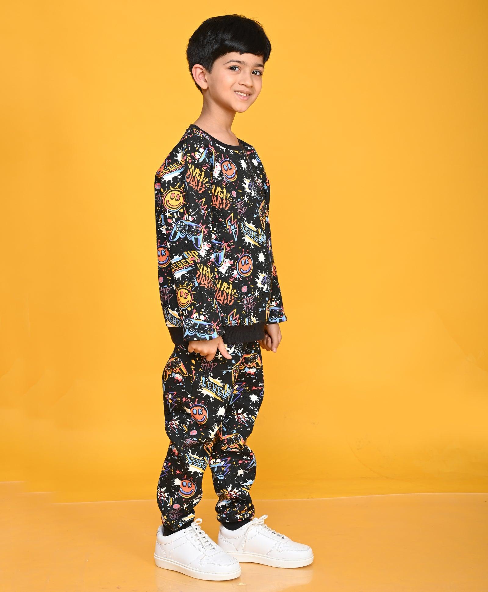 Boys black jogger discount set