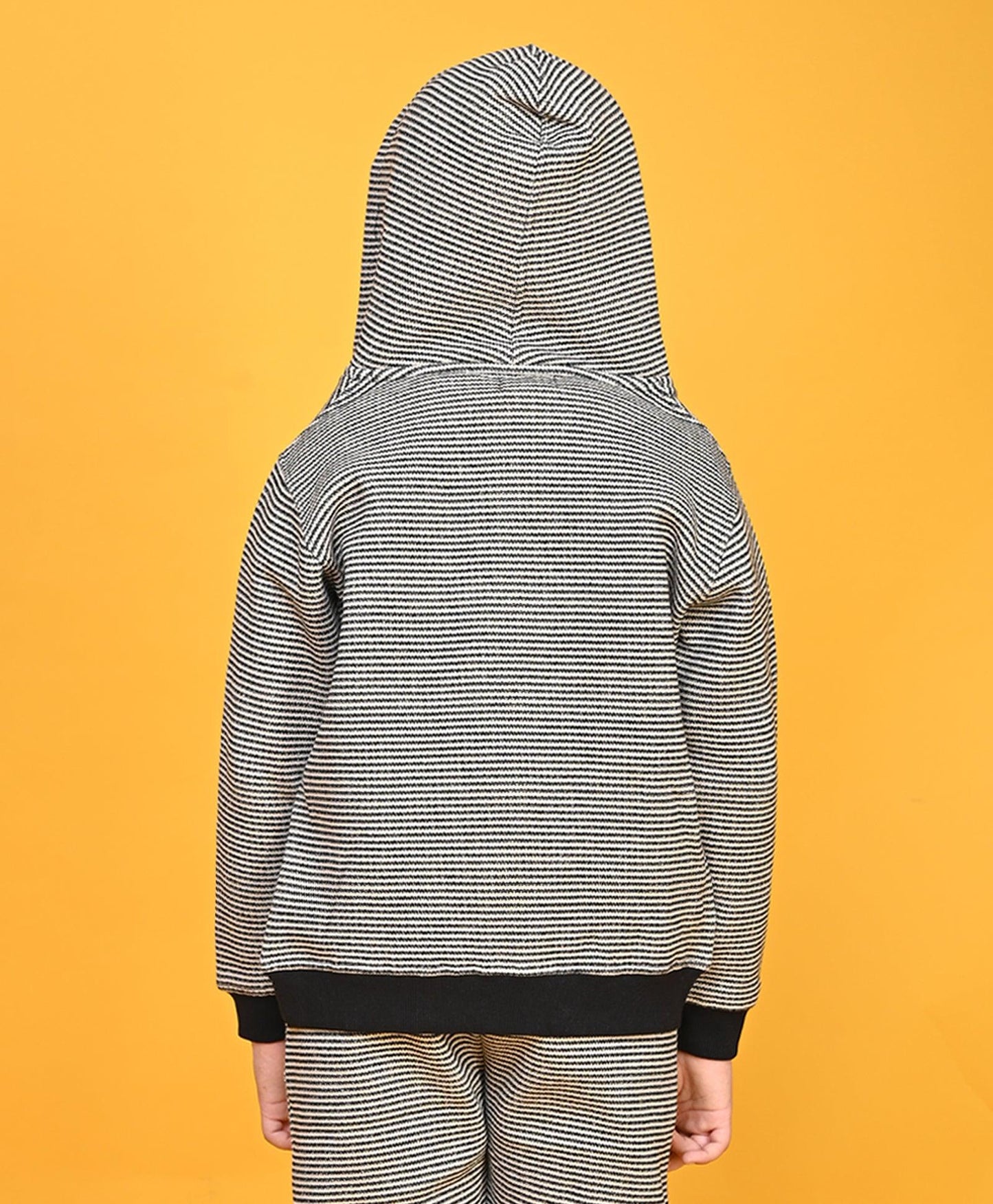 BLACK BEIGE KNITTED BOYS FLEECE HOODIE - BLACK - Anthrilo 