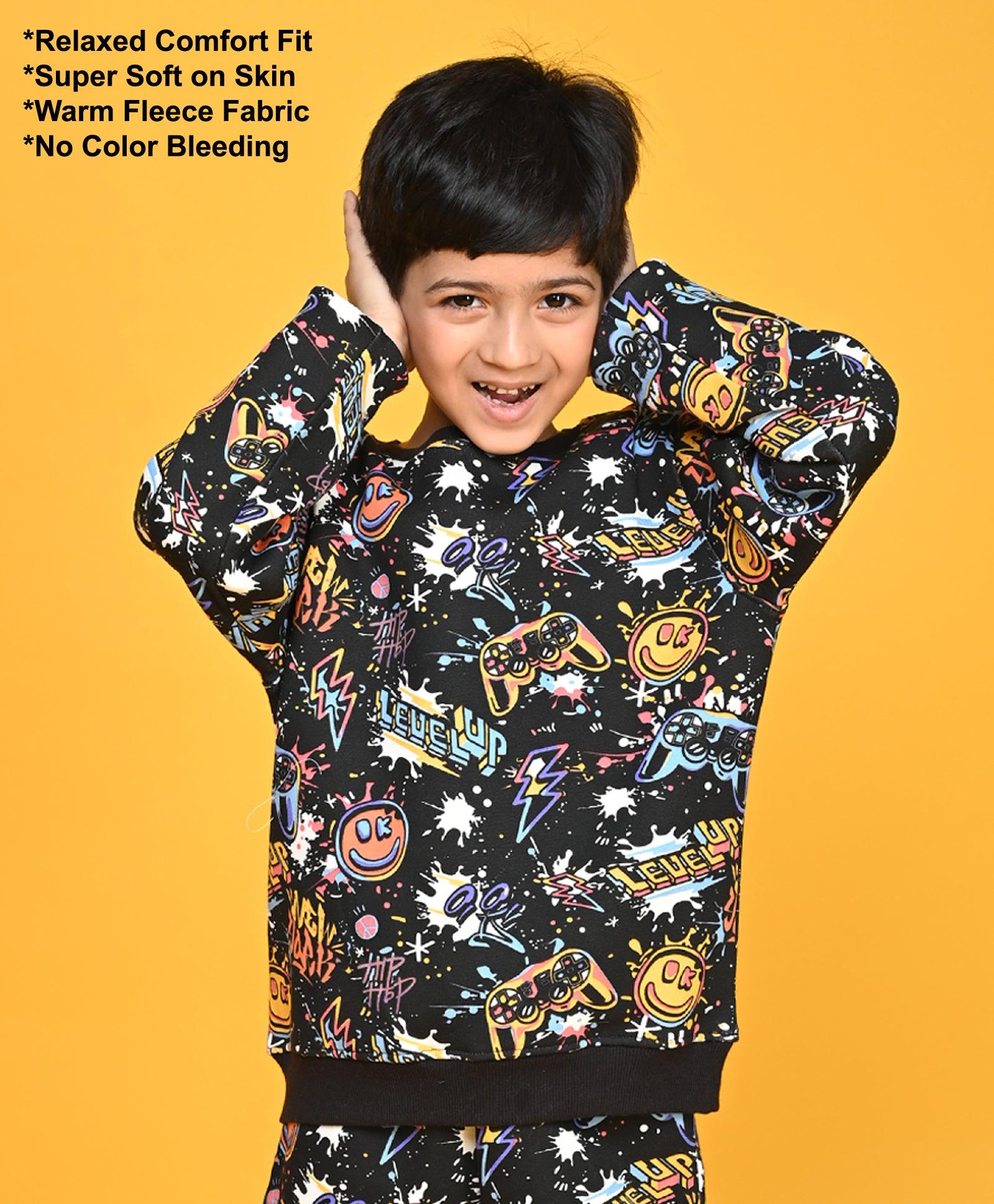 LEVEL UP BOYS FLEECE SWEATSHIRT - BLACK - Anthrilo 