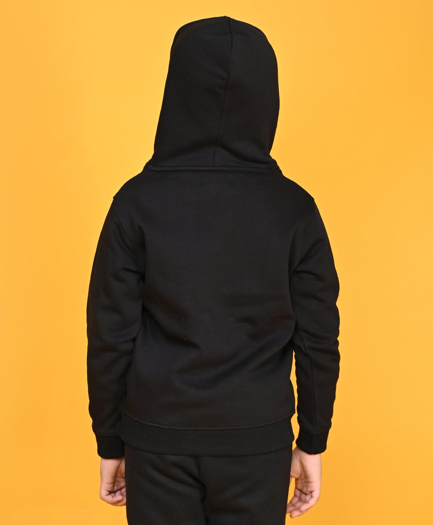 BLACK SPORTY BOYS FLEECE ZIPPER HOODIE - BLACK - Anthrilo 