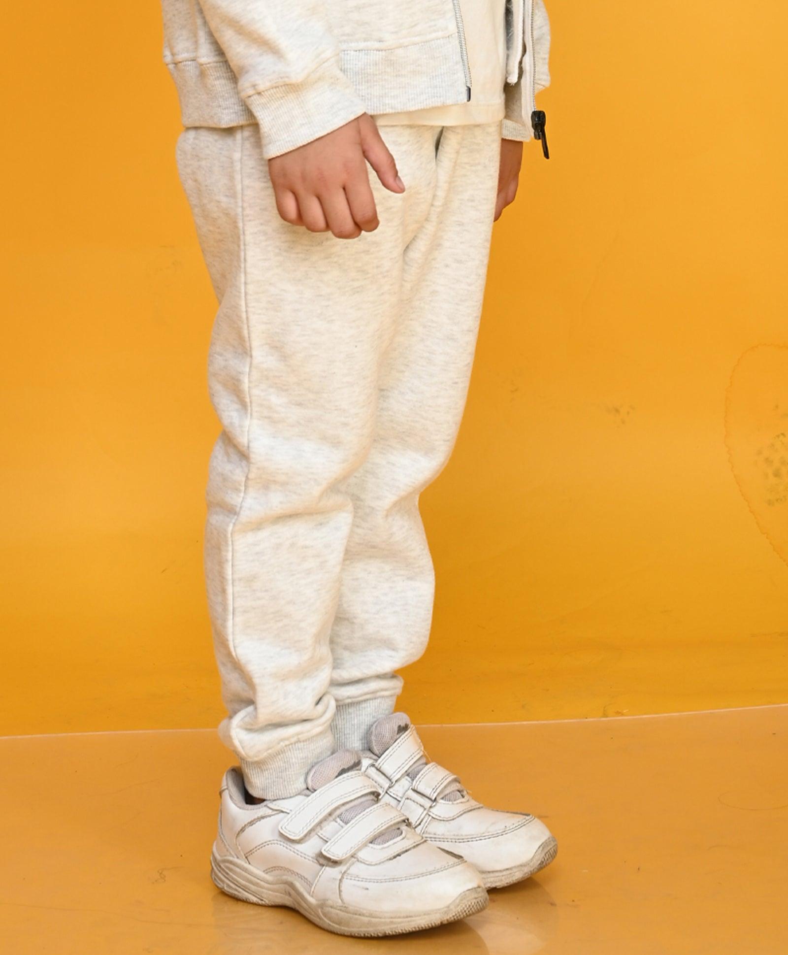 ECRU MELANGE BOYS FLEECE JOGGER - ECRU - Anthrilo 