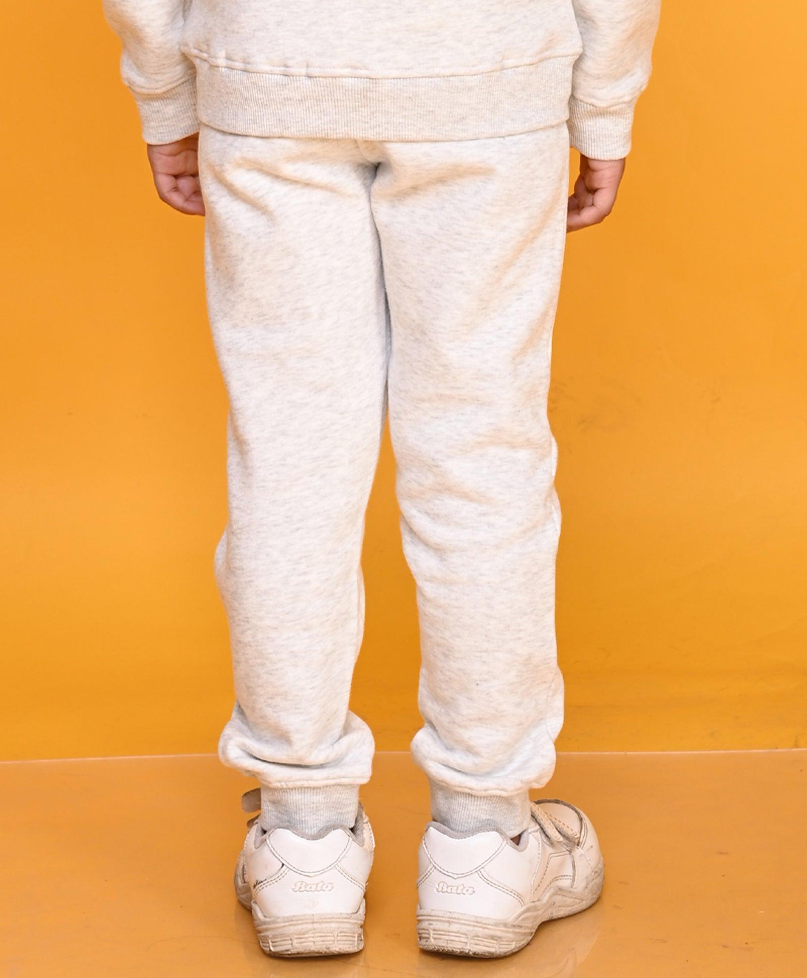 ECRU MELANGE BOYS FLEECE JOGGER - ECRU - Anthrilo 