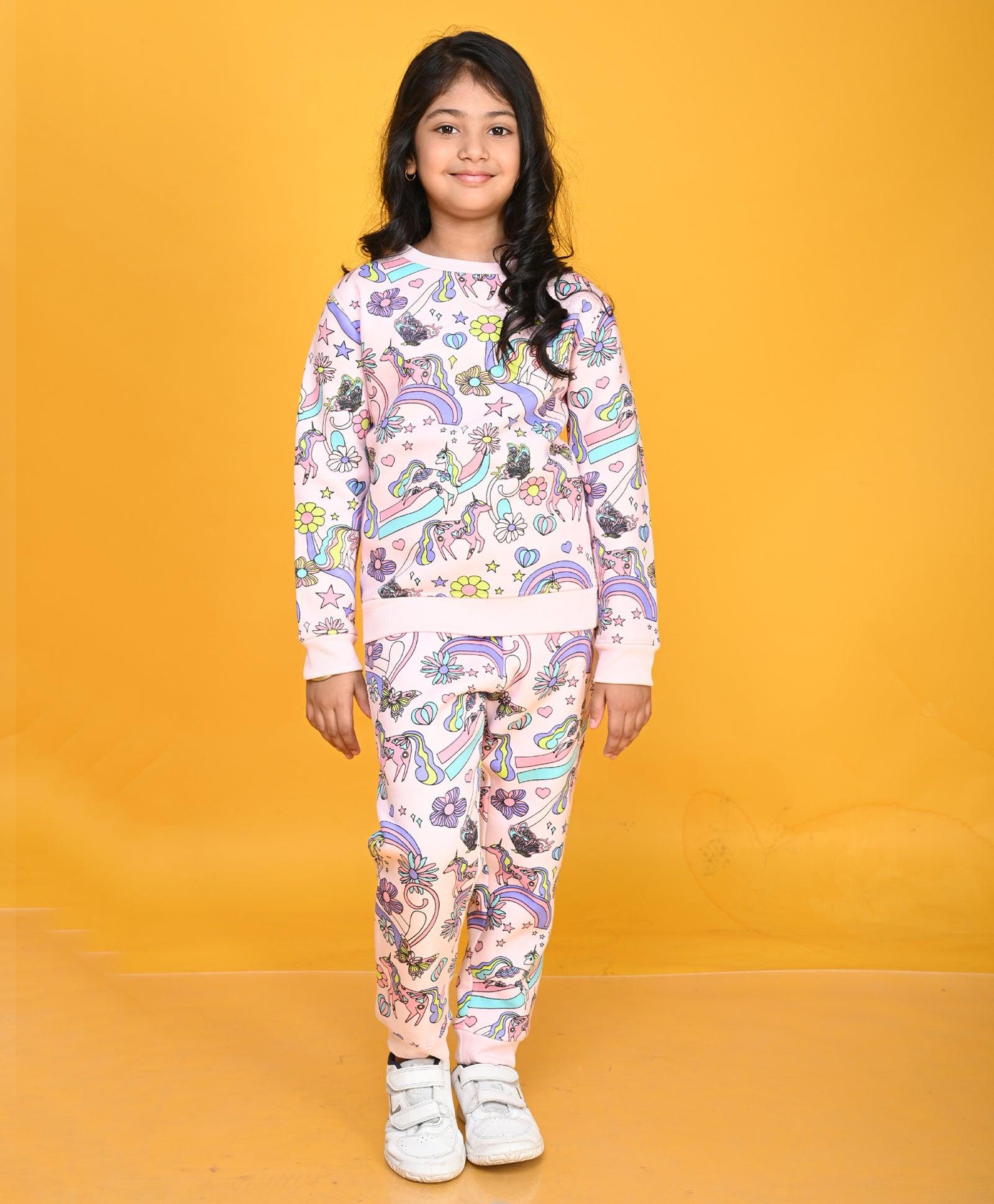 UNICORN BUTTERFLY GIRLS FLEECE JOGGER - PINK - Anthrilo 