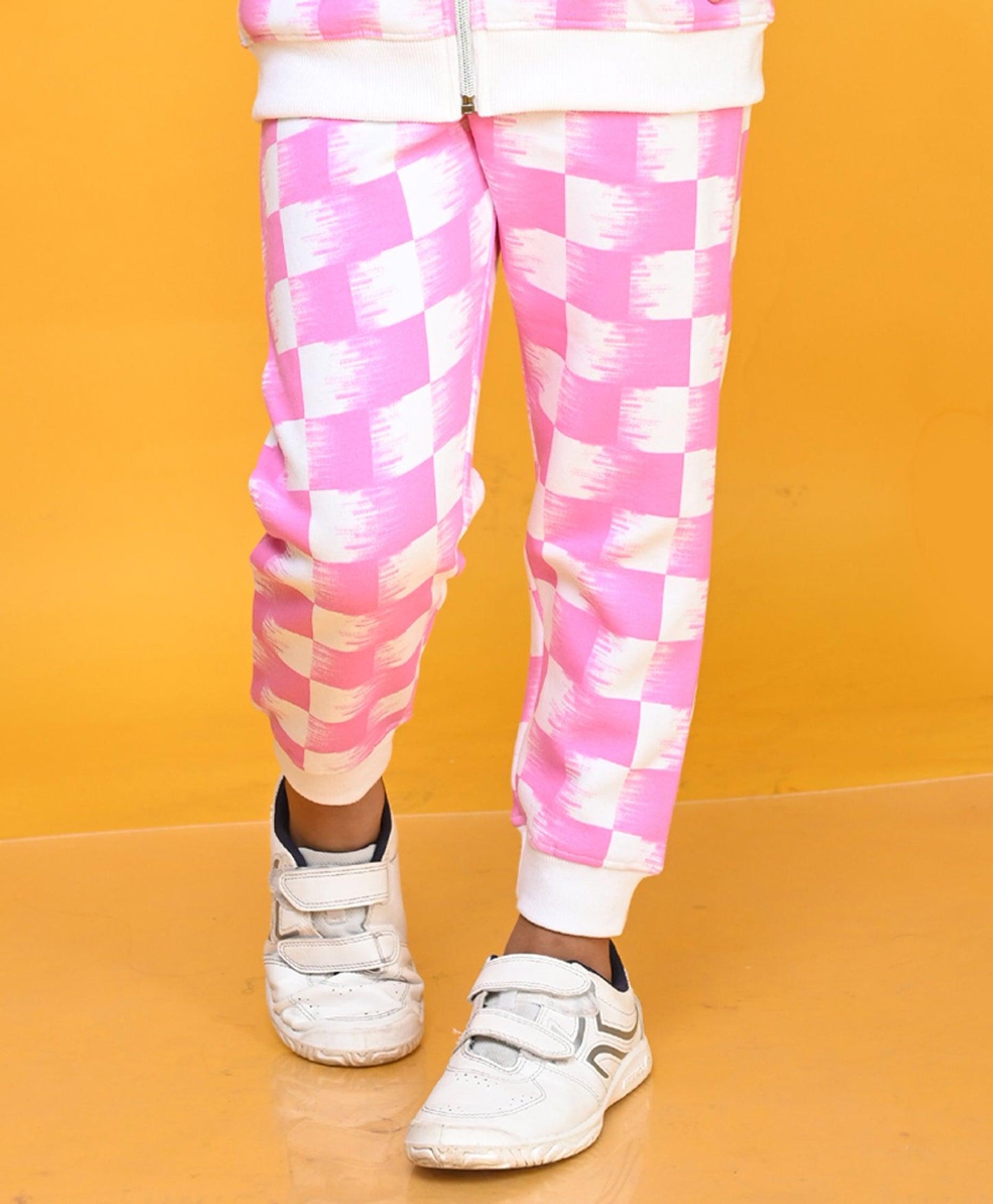 PINK CHECK GIRLS FLEECE JOGGER - PINK - Anthrilo 