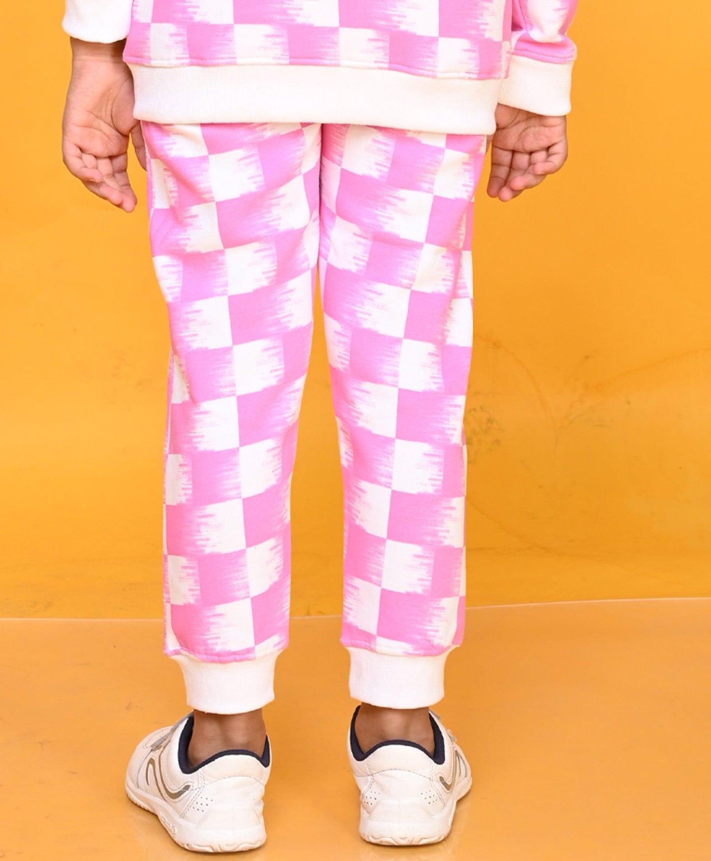 PINK CHECK GIRLS FLEECE JOGGER - PINK - Anthrilo 