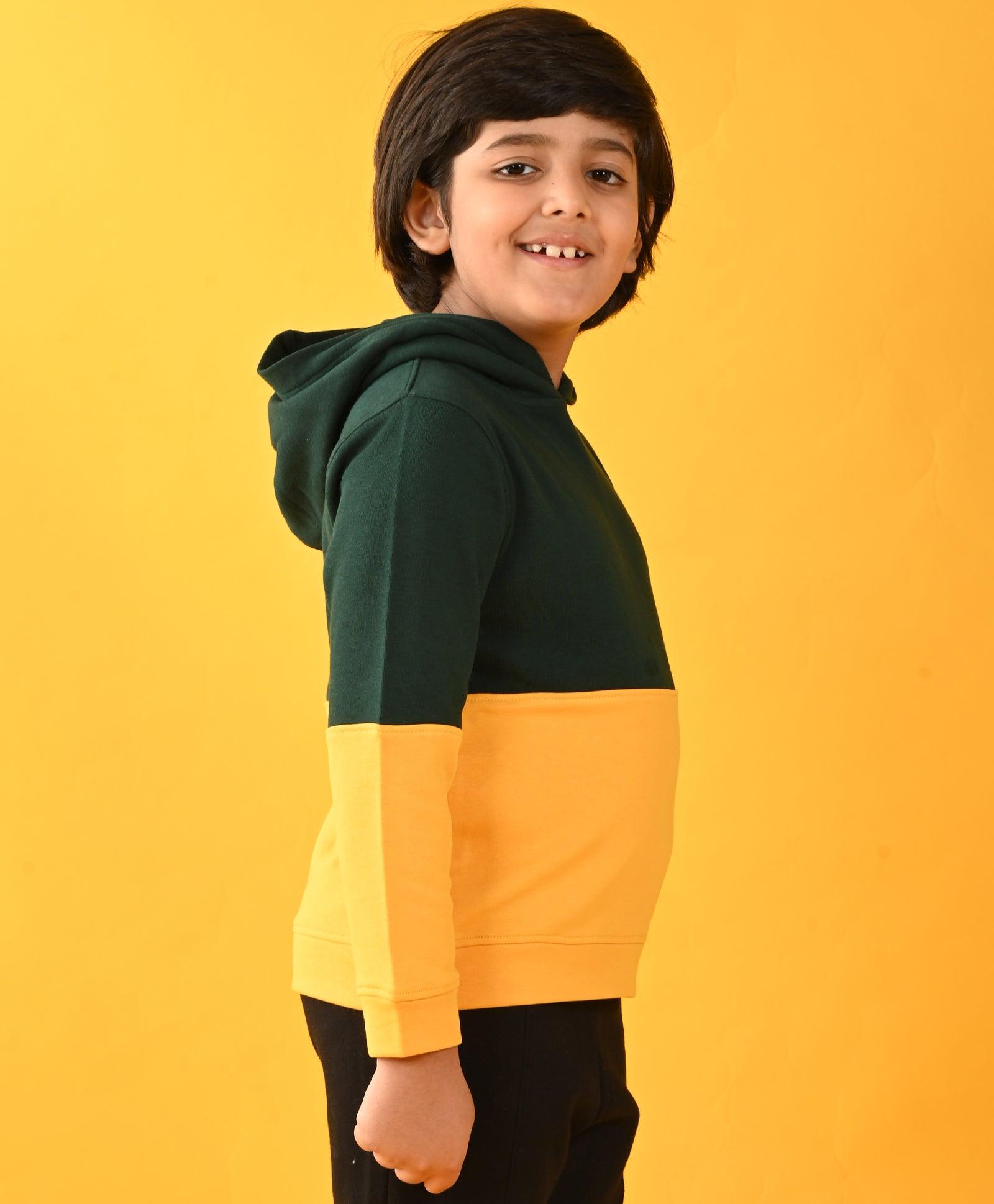 YELLOW GREEN TERRY BOYS HOODIE - YELLOW - Anthrilo 