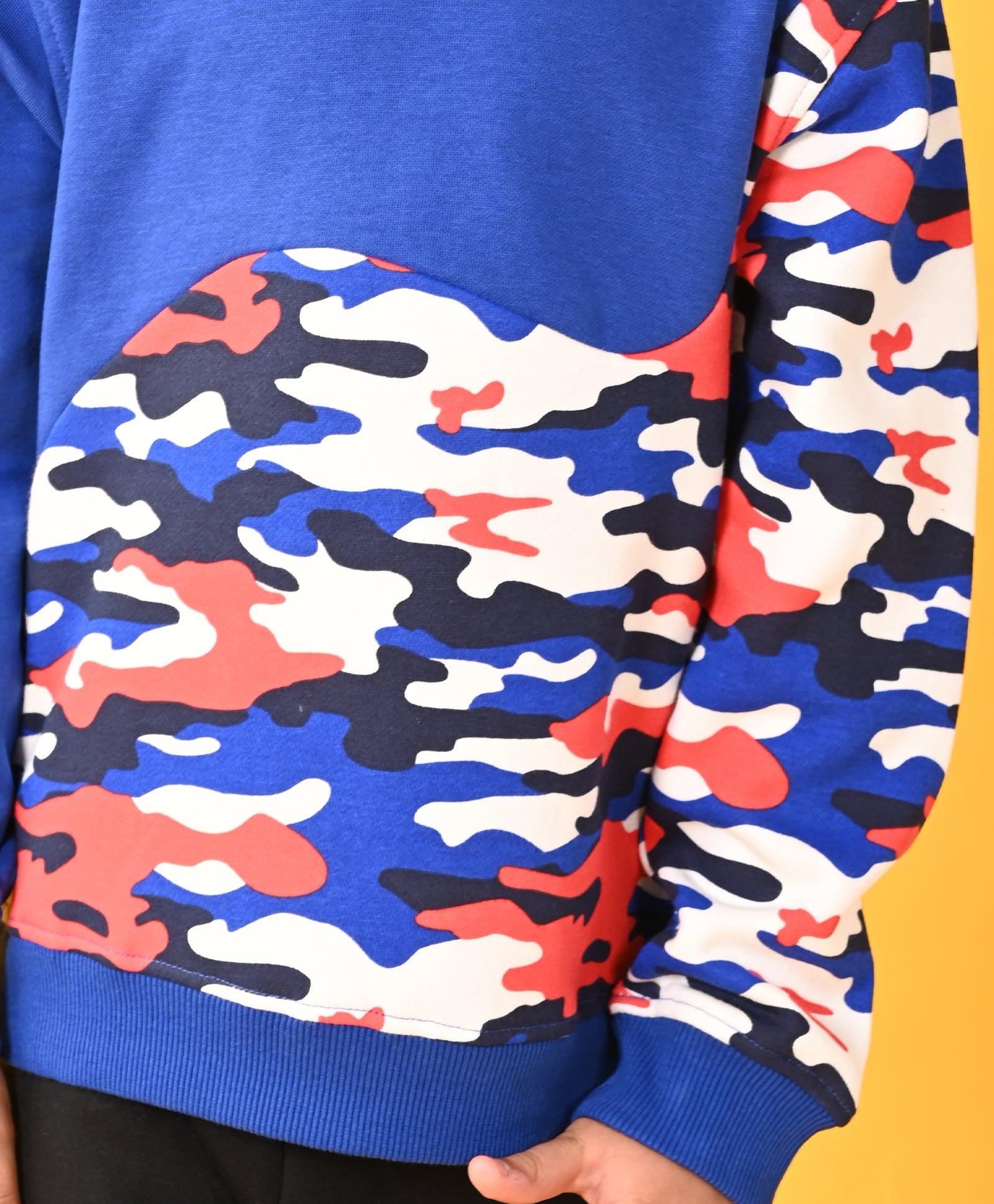 CAMOUFLAGE BLUE BOYS FLEECE HOODIE - BLUE - Anthrilo 