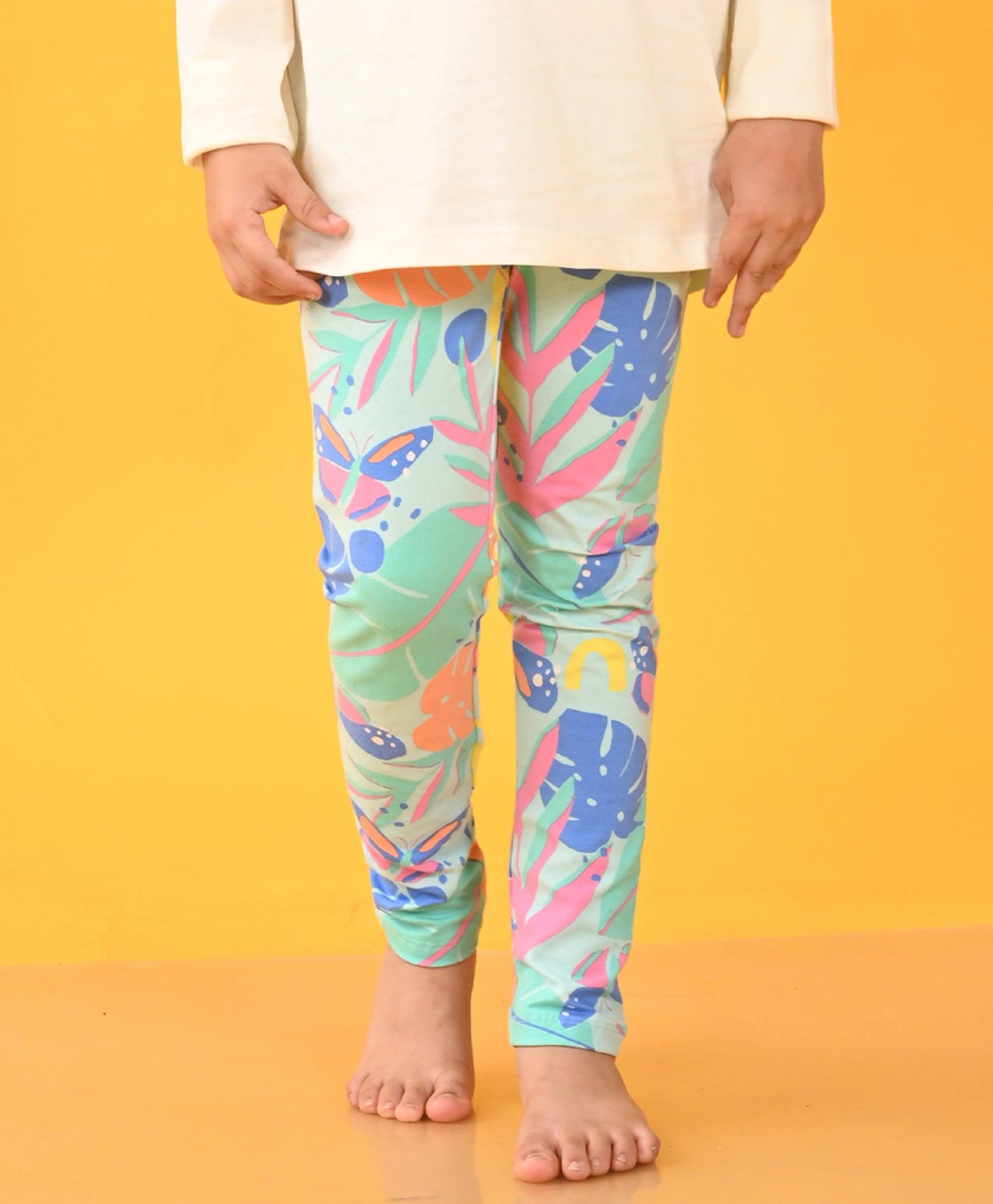 AQUA FLOWER GIRLS LEGGING - AQUA - Anthrilo 