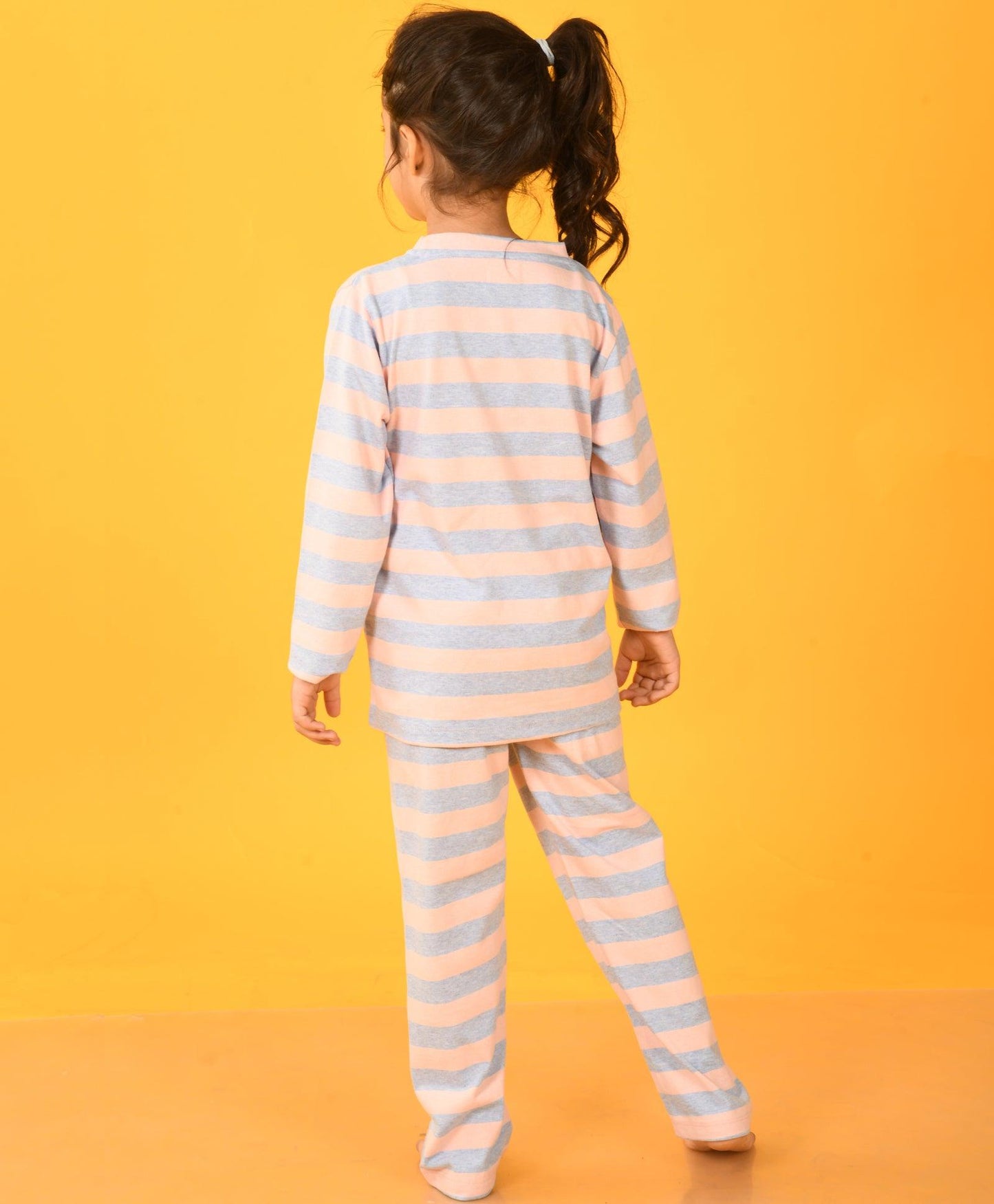 PINK BLUE STRIPED LONG SLEEVES GIRLS PYJAMA SET - Anthrilo 