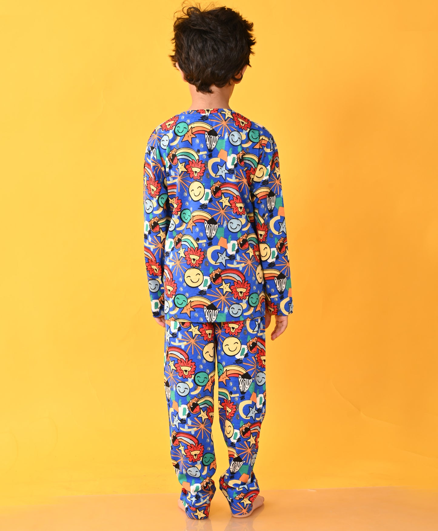 ANIMAL AOP BLUE LONG SLEEVE PYJAMA SET D - BLUE