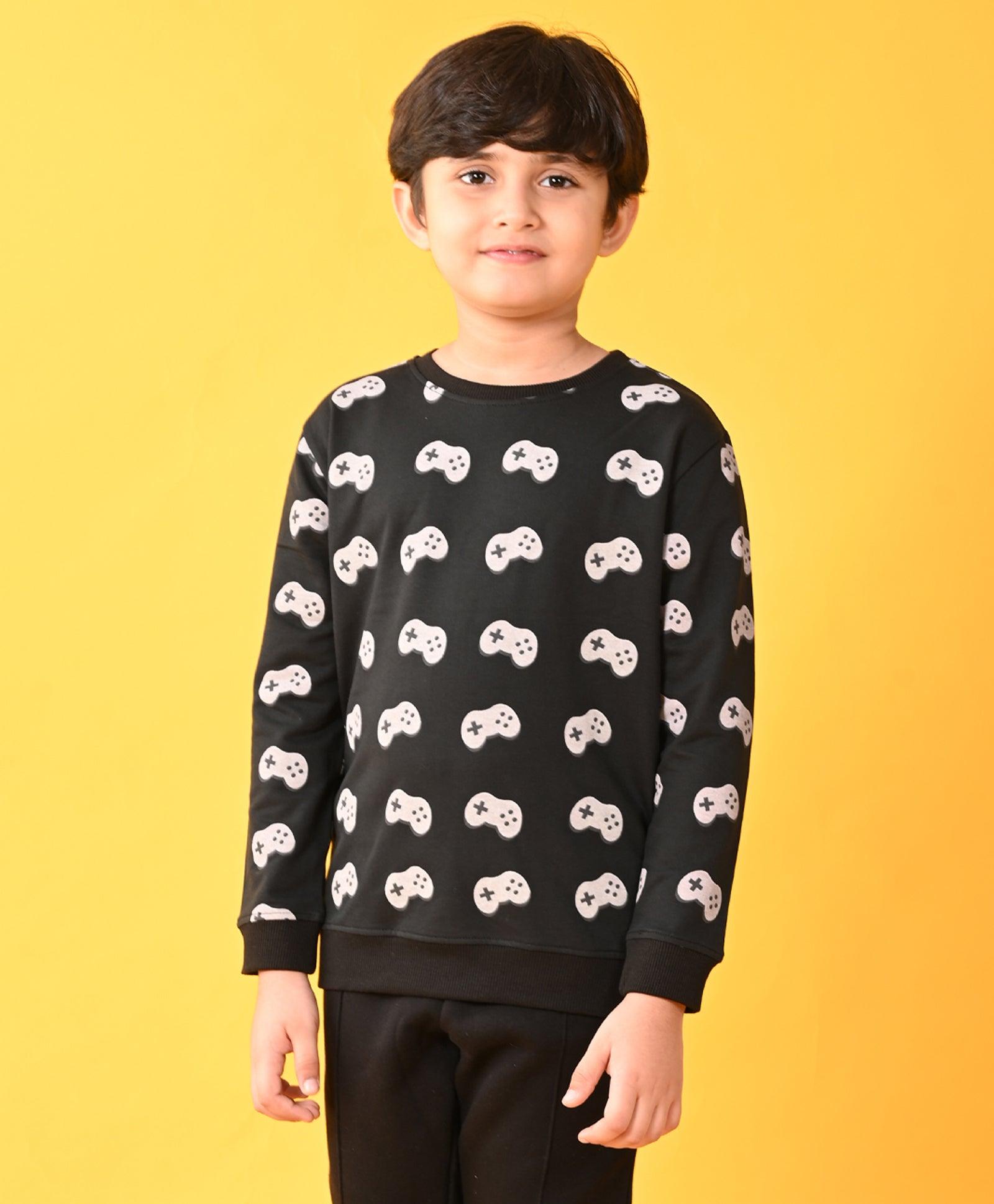 GAME CONTROL BLACK TERRY BOYS SWEATSHIRT - BLACK - Anthrilo 