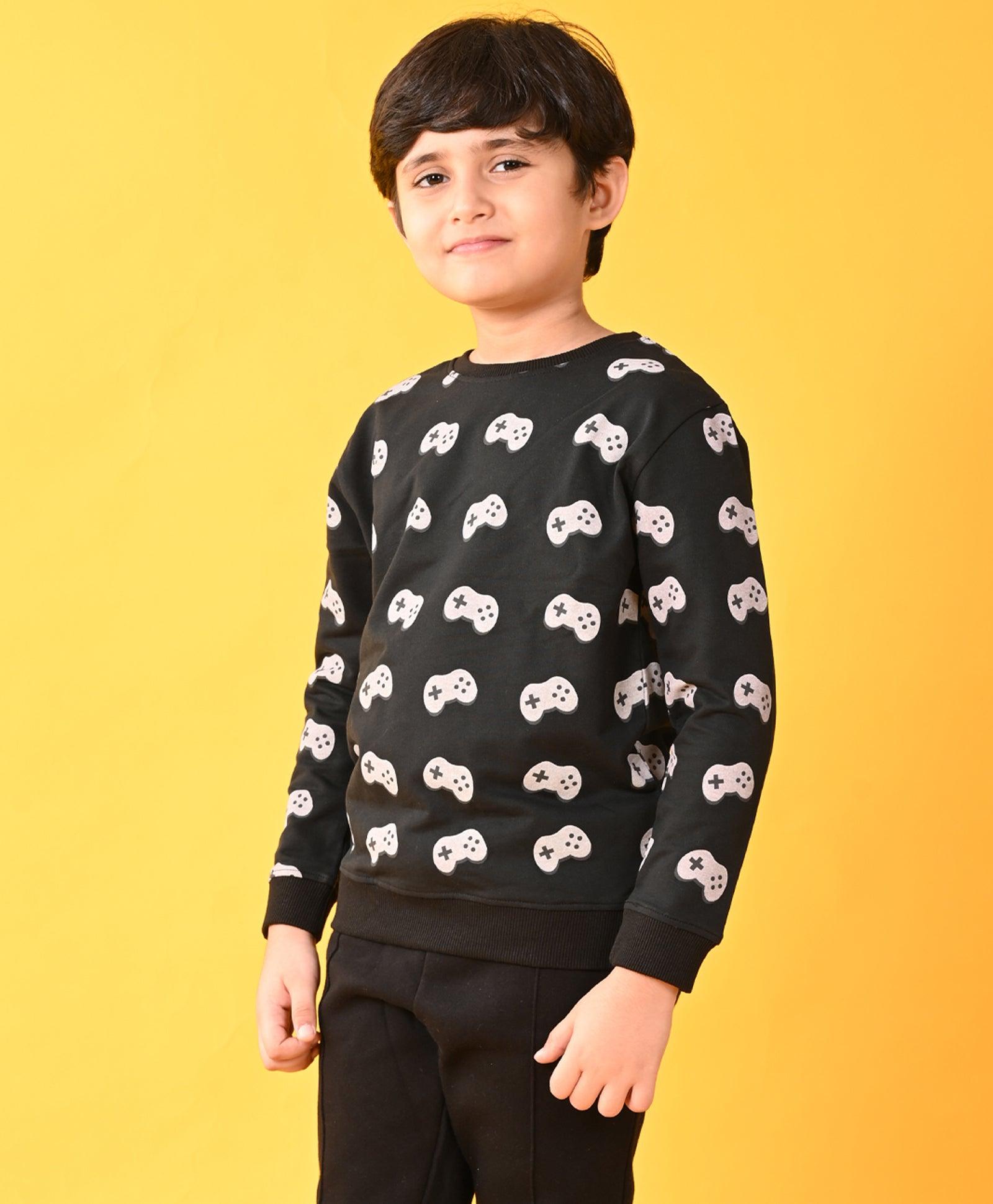 GAME CONTROL BLACK TERRY BOYS SWEATSHIRT - BLACK - Anthrilo 