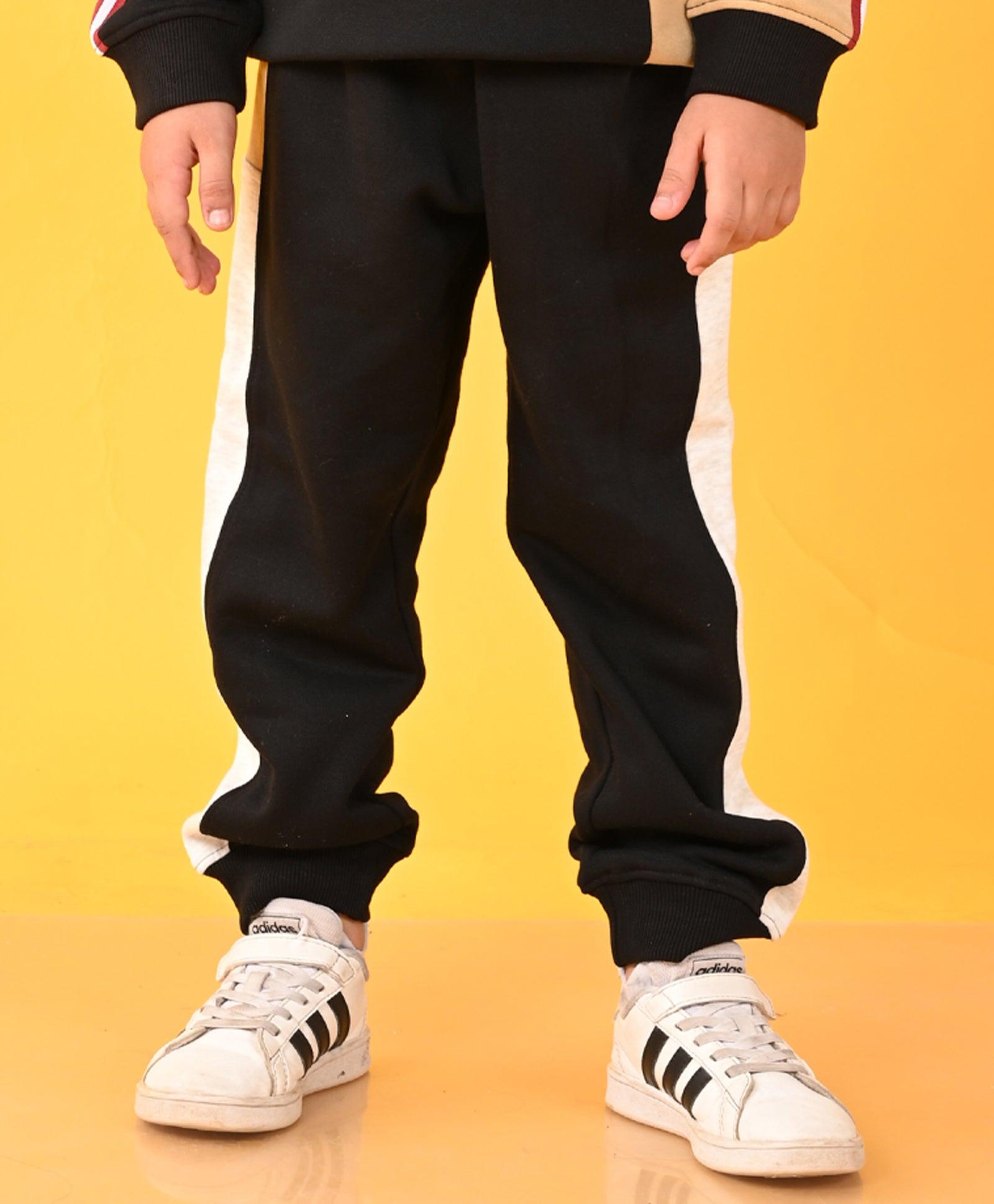 BLACK BEIGE MELANGE FLEECE JOGGER - BLACK - Anthrilo 