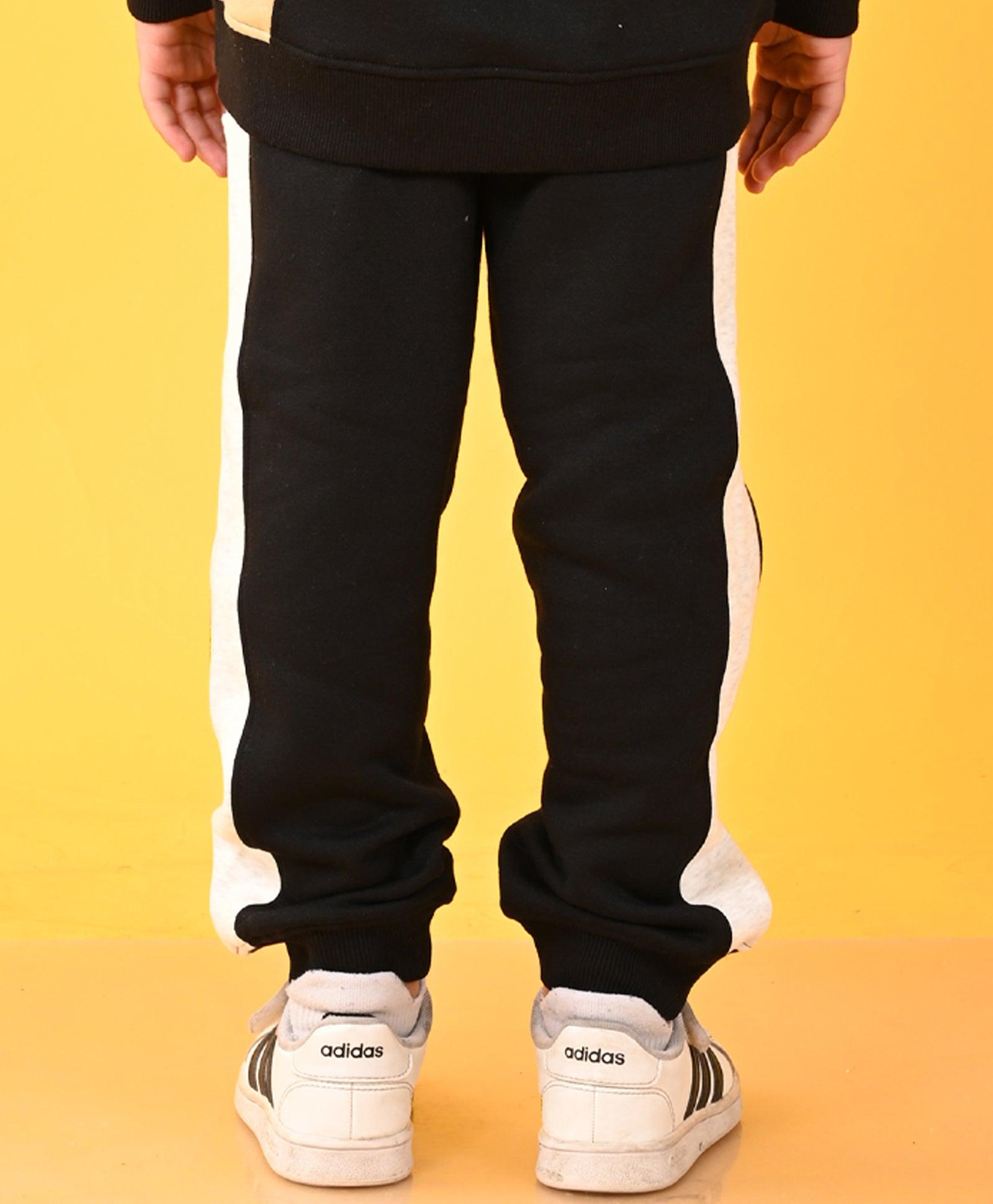 BLACK BEIGE MELANGE FLEECE JOGGER - BLACK - Anthrilo 