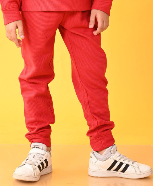 RED STRIPE EFFECT BOYS JOGGER - RED - Anthrilo 