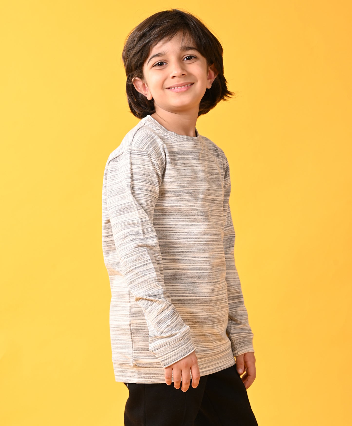 STRIPE GREY BOYS SWEATSHIRT - GREY