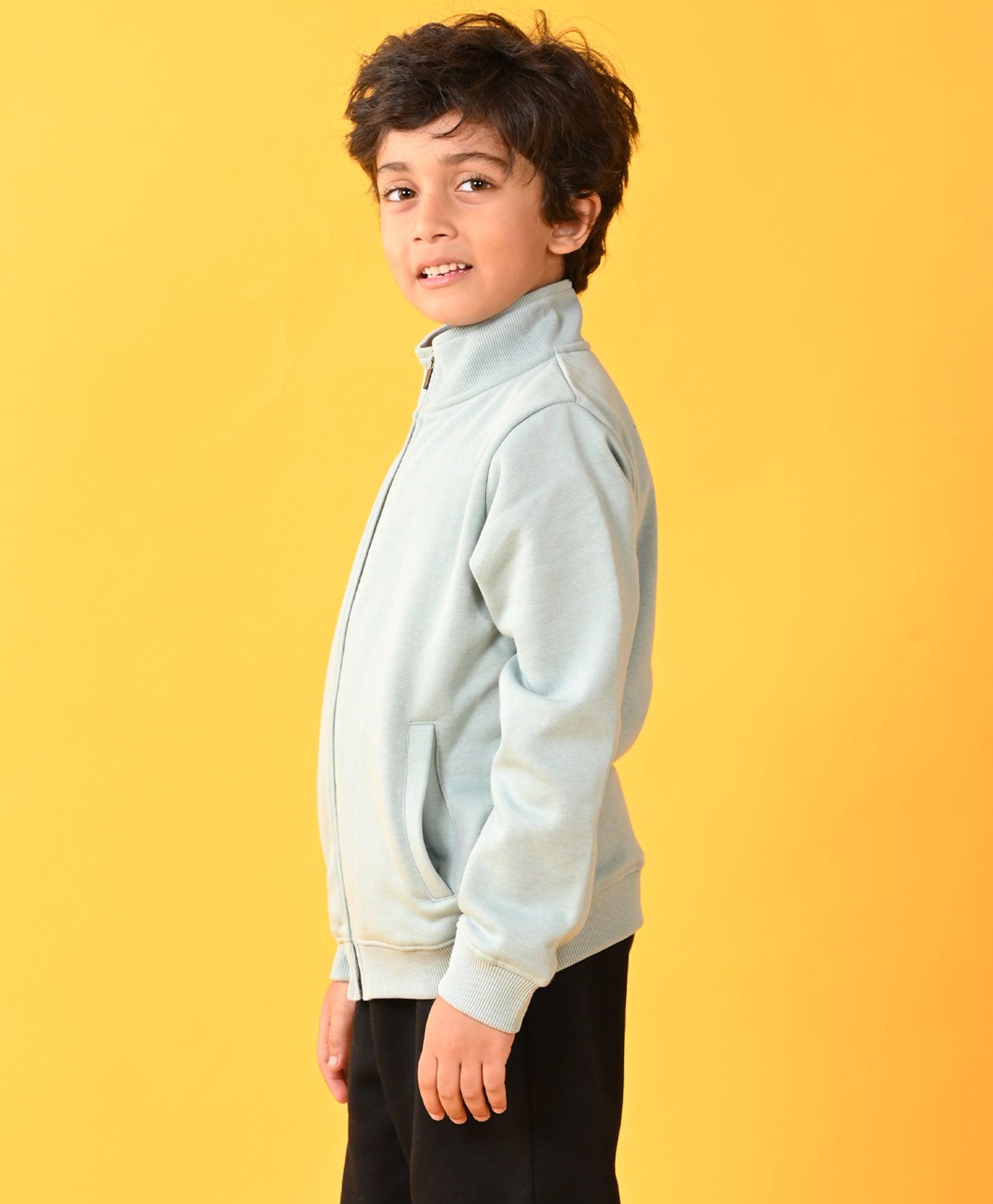 OIL GREEN FULL ZIPPER FLEECE BOYS SWEATSHIRT - OIL GREEN - Anthrilo 