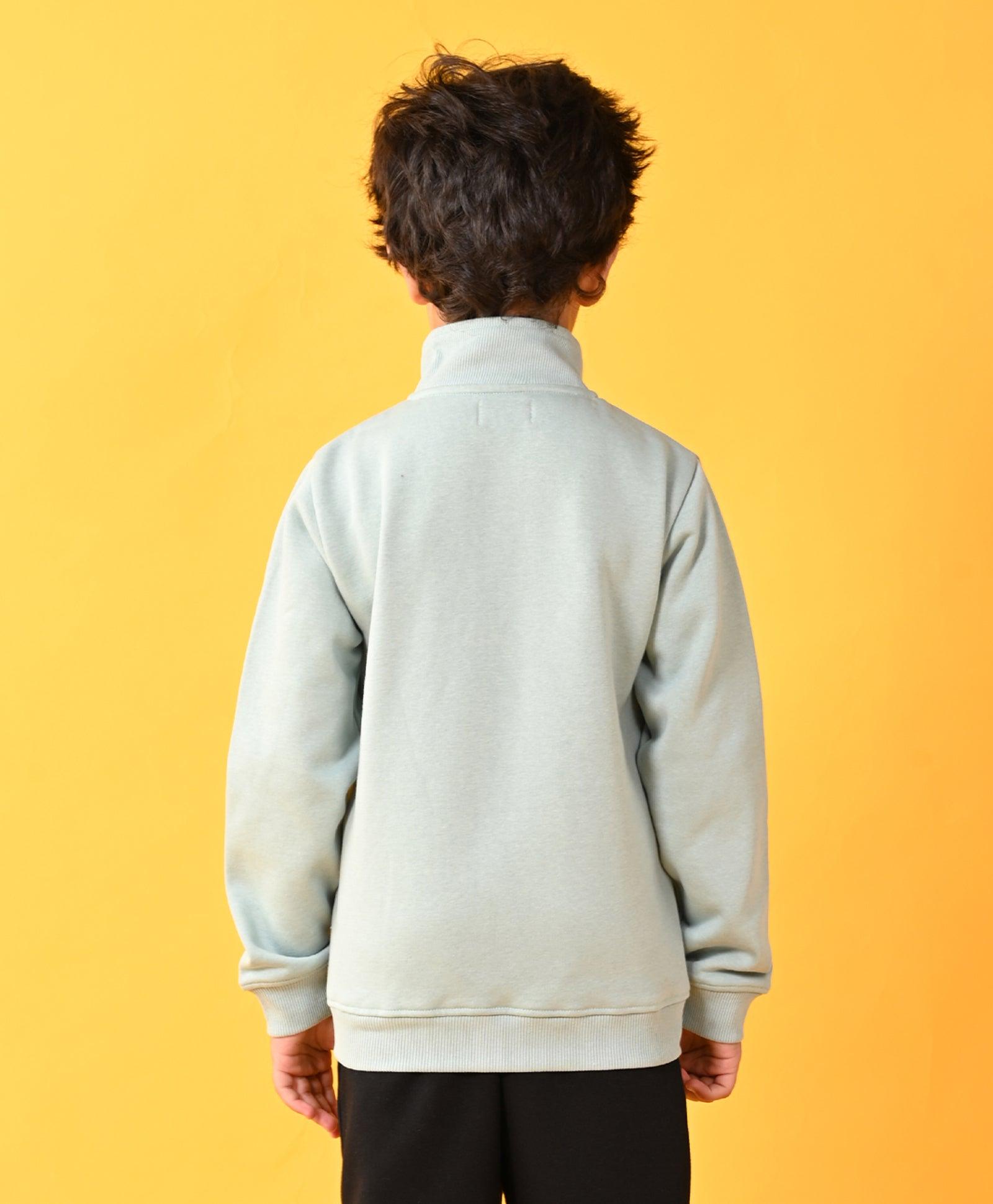 OIL GREEN FULL ZIPPER FLEECE BOYS SWEATSHIRT - OIL GREEN - Anthrilo 