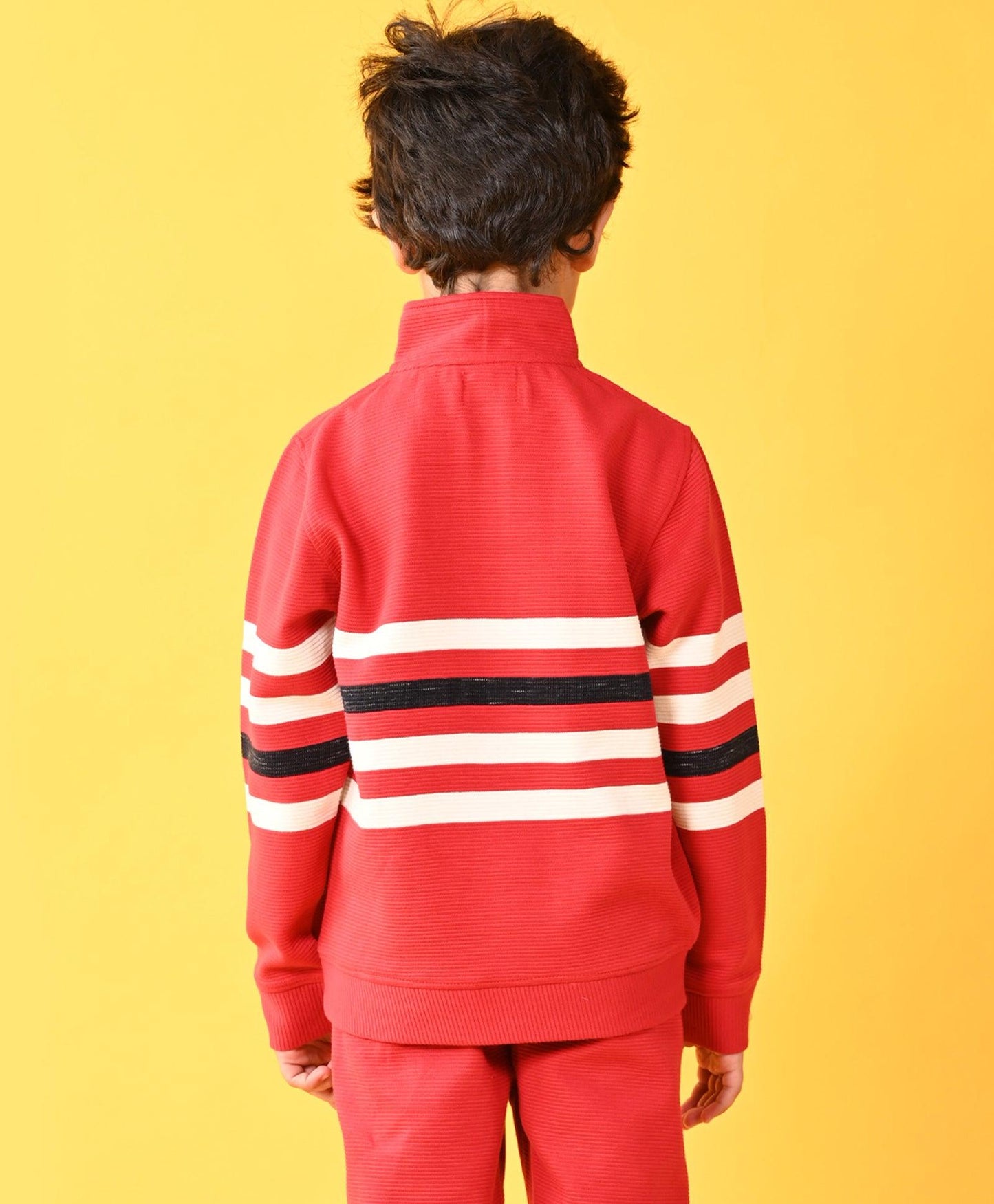 RED STRIPER HALF ZIPPER BOYS SWEATSHIRT - RED - Anthrilo 