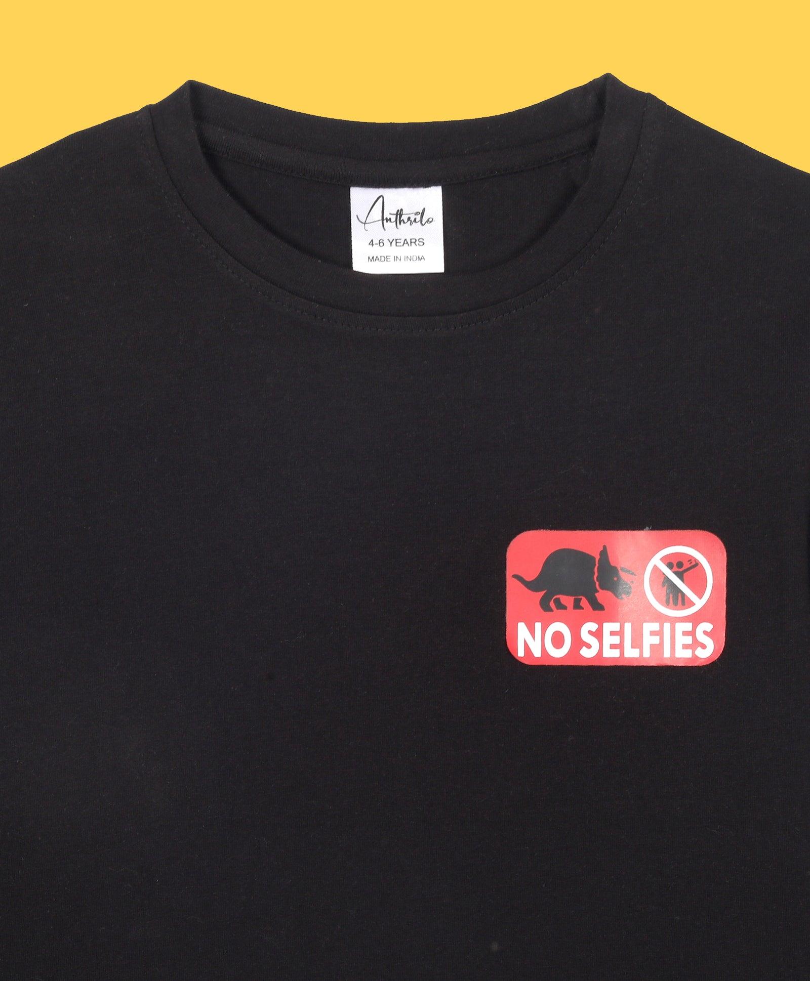 NO SELFIES BOYS LONG SLEEVE T-SHIRT - BLACK - Anthrilo 