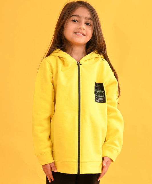 SPORTY COLLECTION YELLOW FLEECE GIRLS HOODIE - YELLOW - Anthrilo 