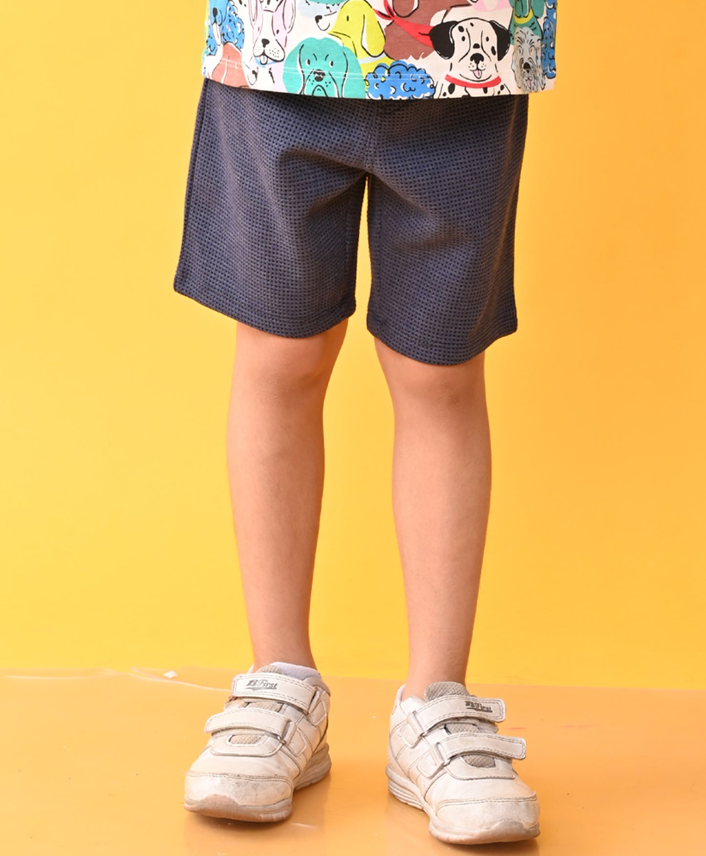 BLUE CHECK TEXTURED BOYS SHORTS - BLUE