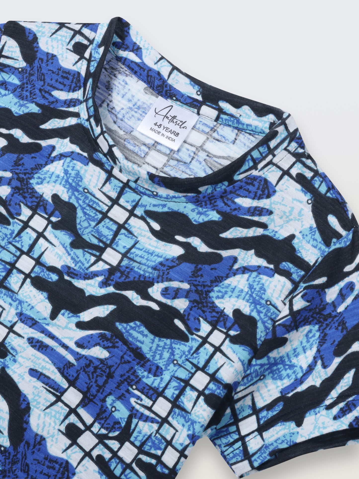 GRAFFITI CAMOUFLAGE SHORT SLEEVE T-SHIRT - BLUE