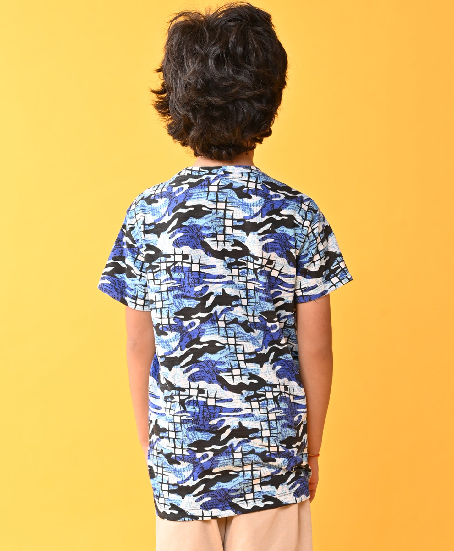 GRAFFITI CAMOUFLAGE SHORT SLEEVE T-SHIRT - BLUE