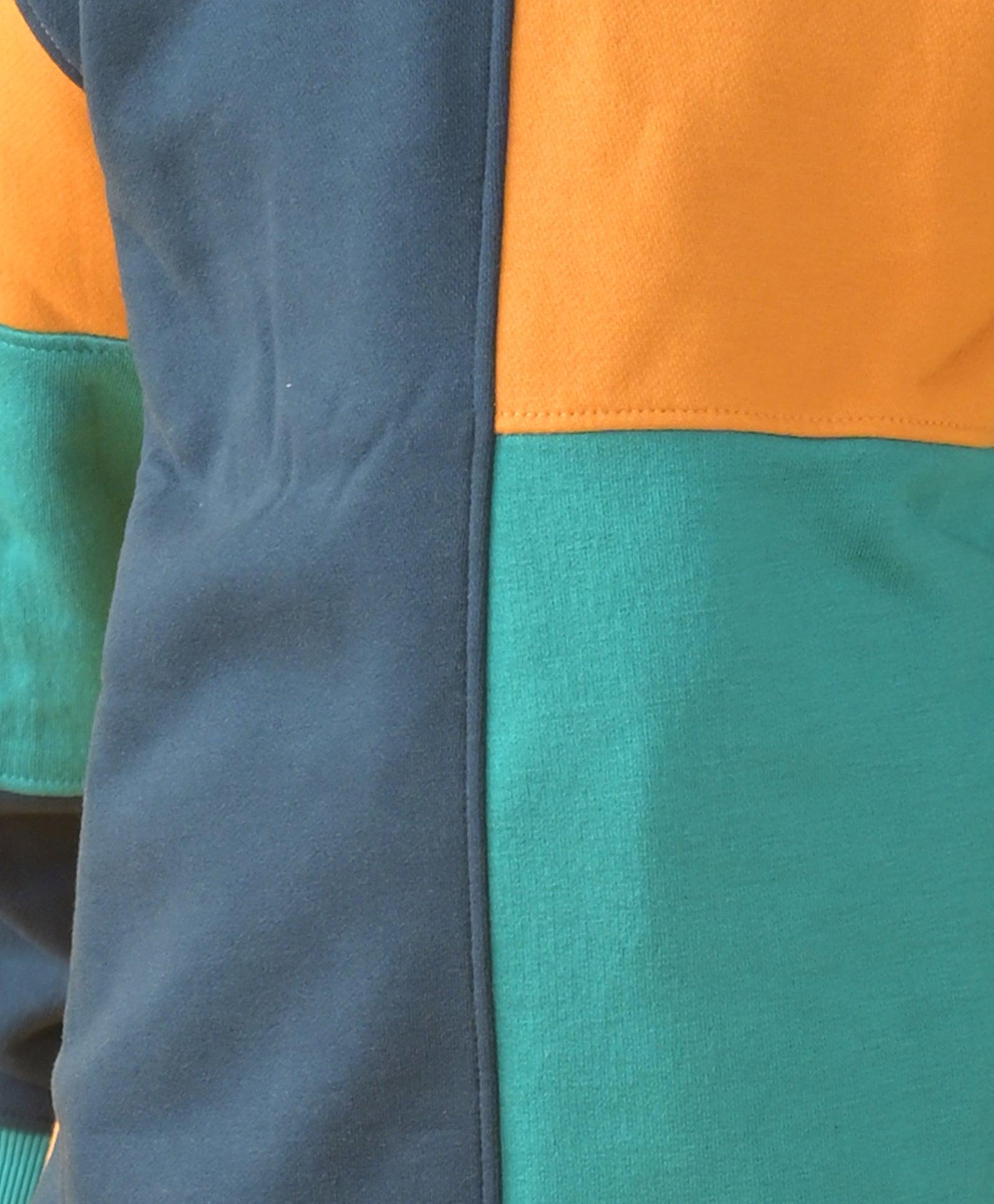 YELLOW GREEN BLUE COLOR BLOCK FLEECE HOODIE GREY JOGGER SET - YELLOW/GREY - Anthrilo 