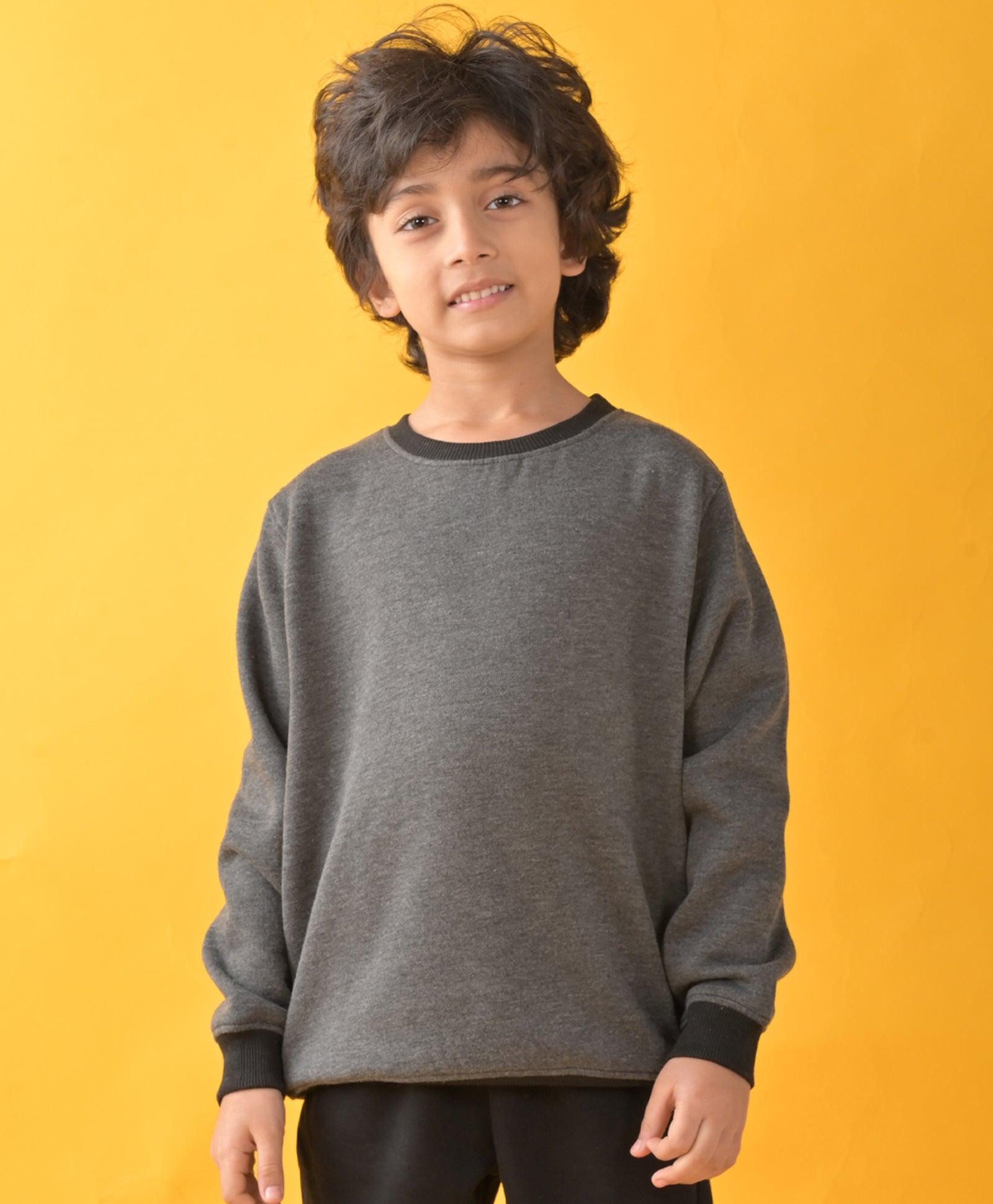 BLACK MELANGE FLEECE SWEATSHIRT - BLACK - Anthrilo 