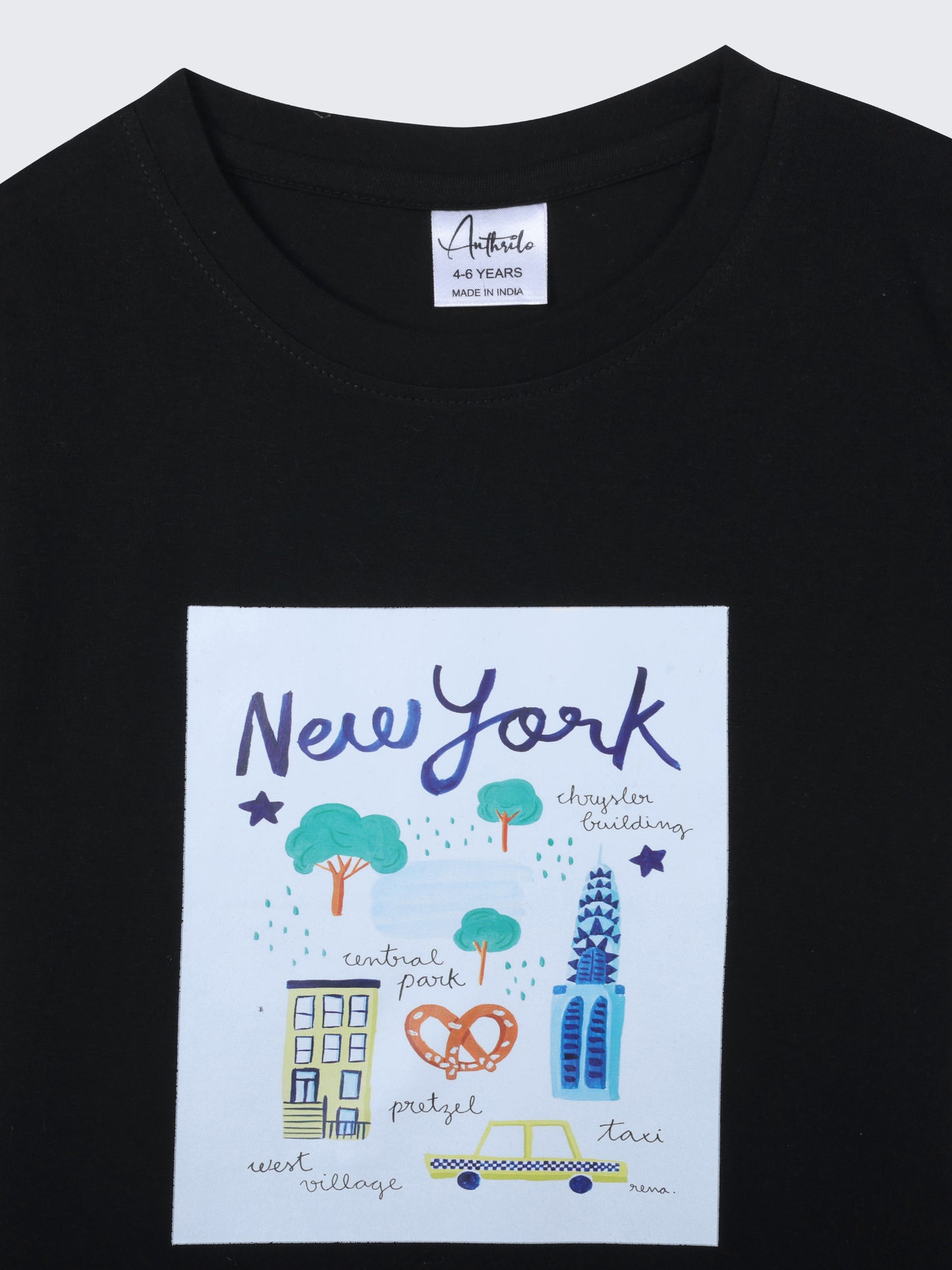 NEWYORK BLACK SHORT SLEEVE BOYS T-SHIRT - BLACK