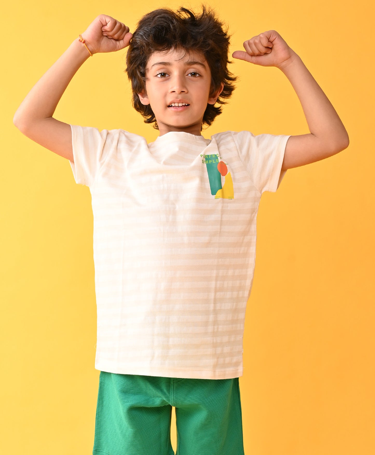 PERFECT SIMPLE CAMEL STRIPE SHORT SLEEVE BOYS T-SHIRT - CAMEL