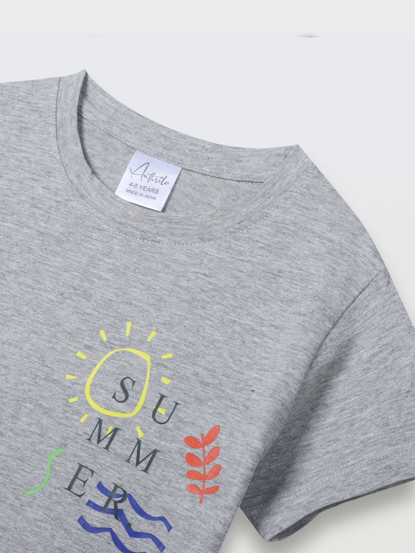 SUMMER GREY MELANGE SHORT SLEEVE BOYS T-SHIRT - GREY