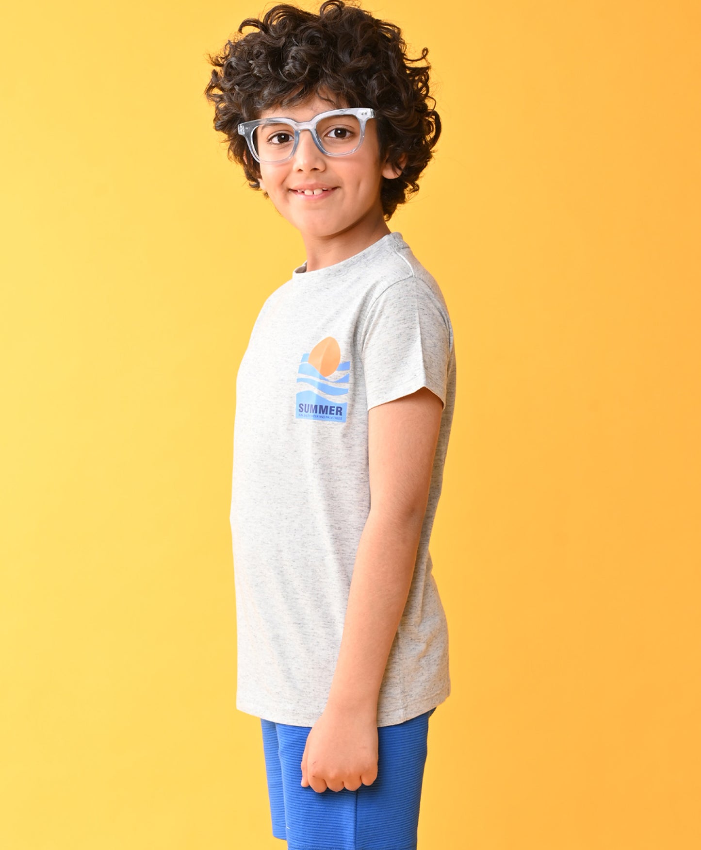 SUMMER SUN SKY MELANGE SHORT SLEEVE BOYS T-SHIRT - SKY