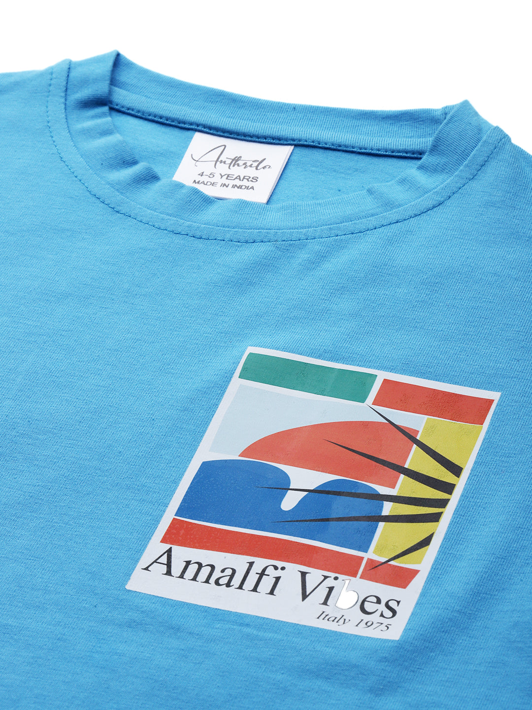 AMALFI VIBES BLUE SHORT SLEEVES T-SHIRT - BLUE