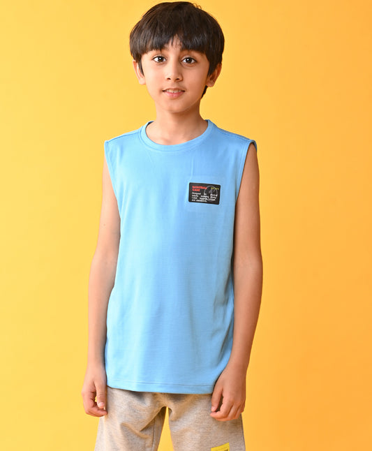 BASKETBALL SPORTY SLEEVELESS T-SHIRT - SKY