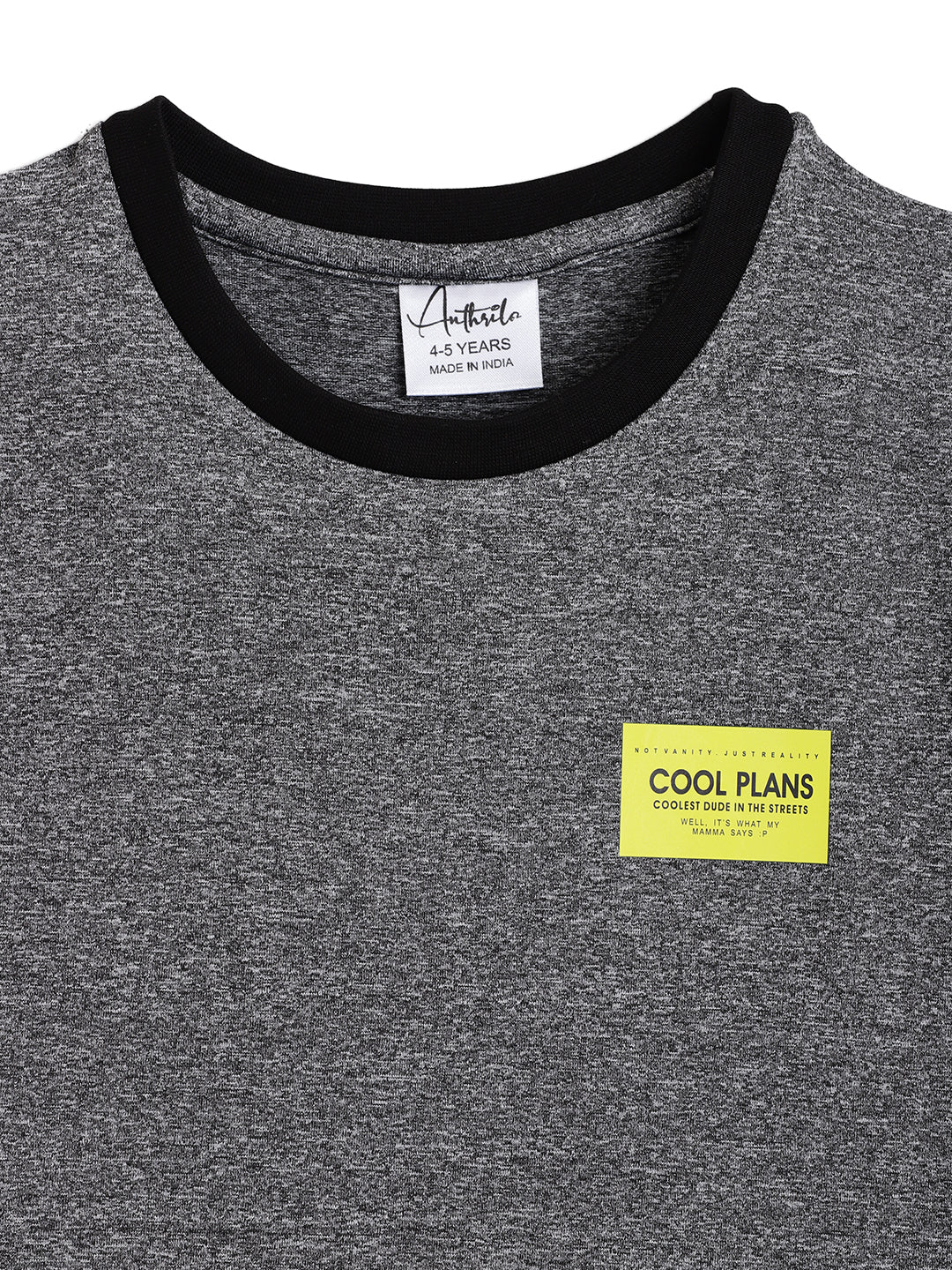 COOL PLANS BLACK MELANGE SPORTY T-SHIRT - BLACK