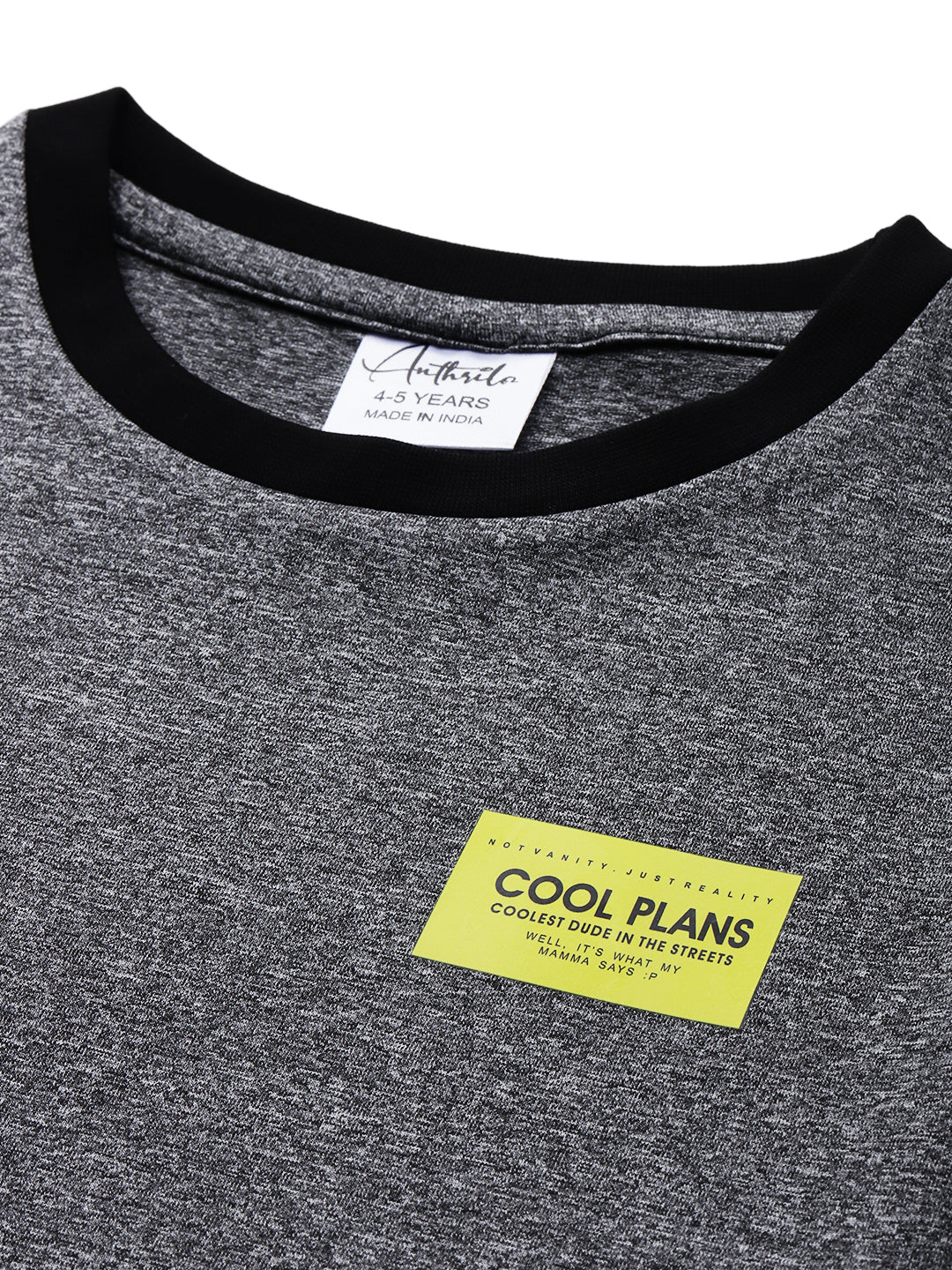 COOL PLANS BLACK MELANGE SPORTY T-SHIRT - BLACK