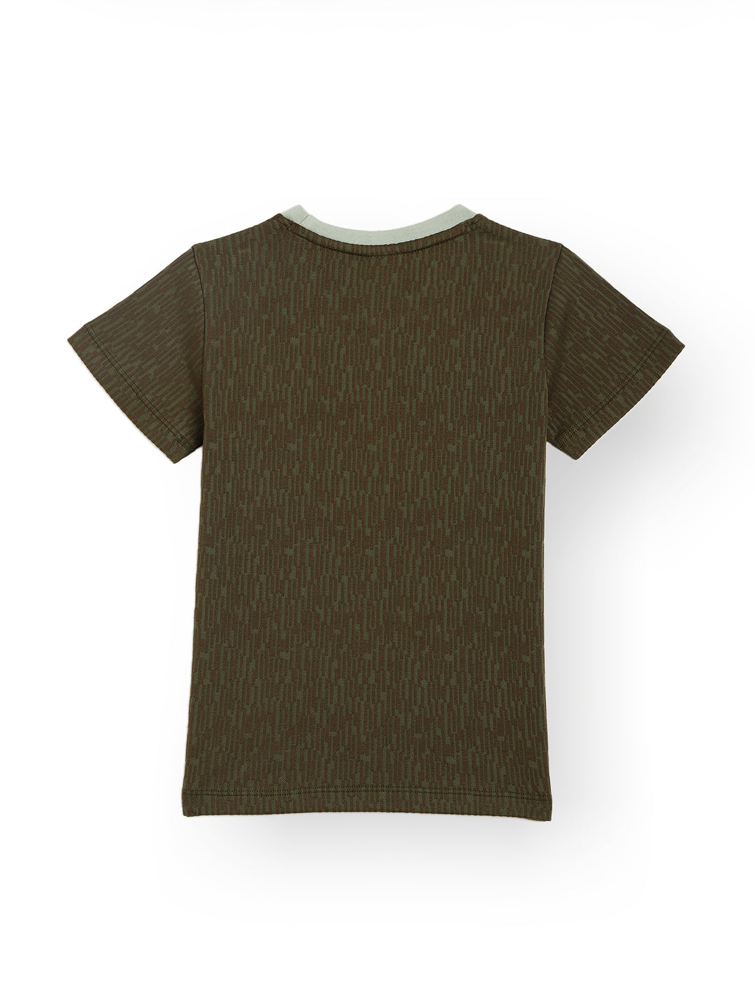 OLIVE TEXTURED SHORT SLEEVES TSHIRT - GREEN