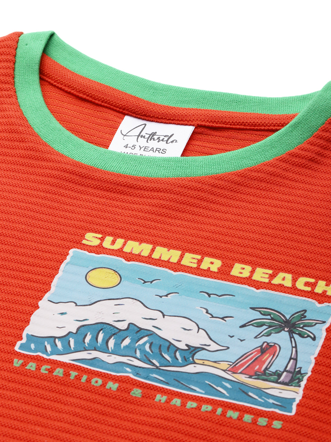 SUMMER BEACH ORANGE SHORT SLEEVEST-SHIRT - ORANGE