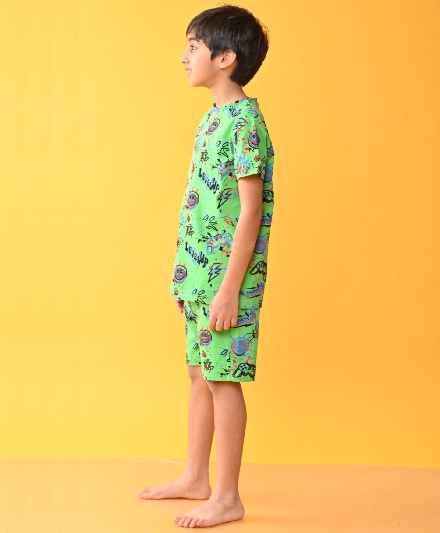 LEVEL UP GREEN SLEEPWEAR SHORT SET- GREEN