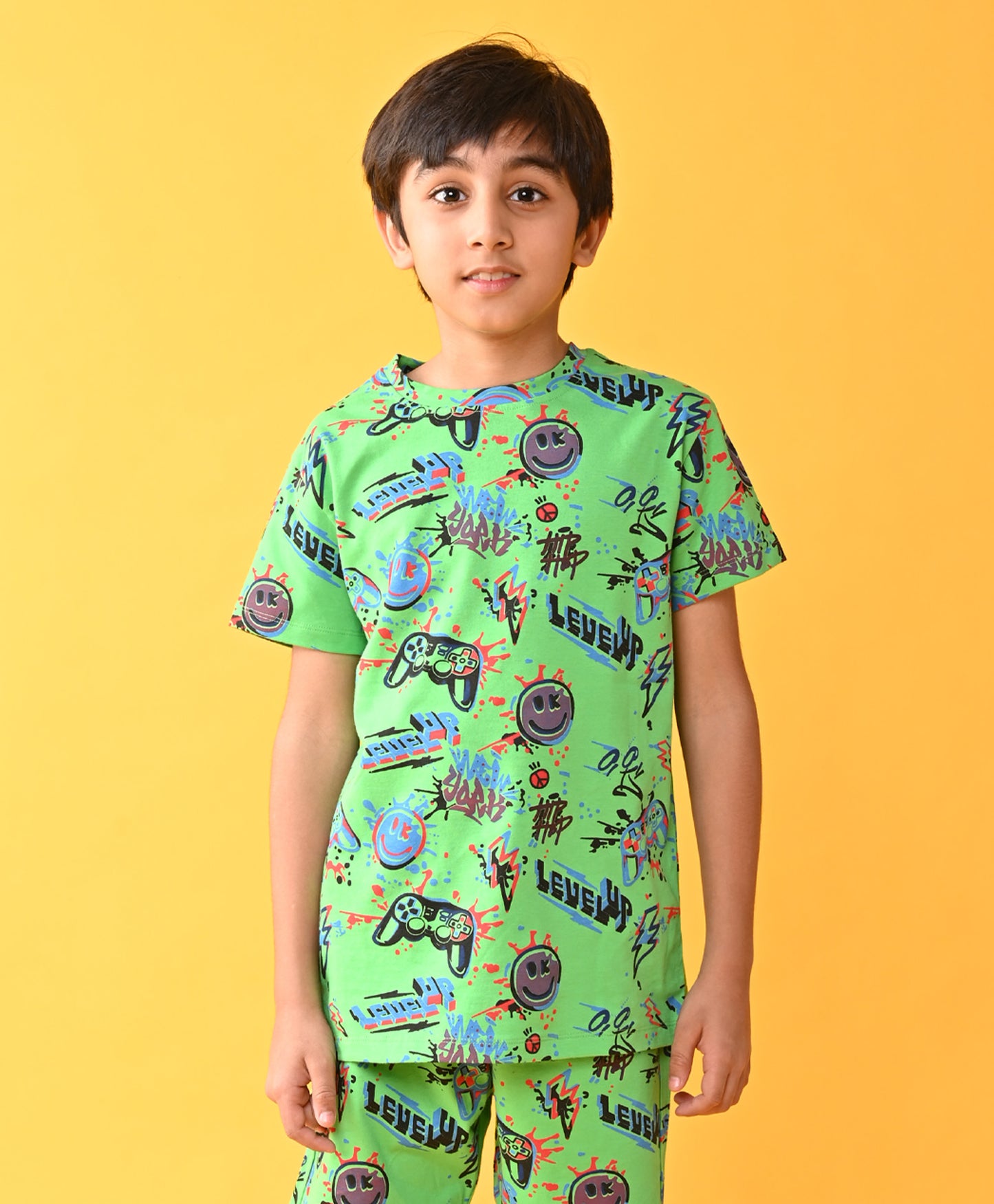 LEVEL UP GREEN SLEEPWEAR SHORT SET- GREEN