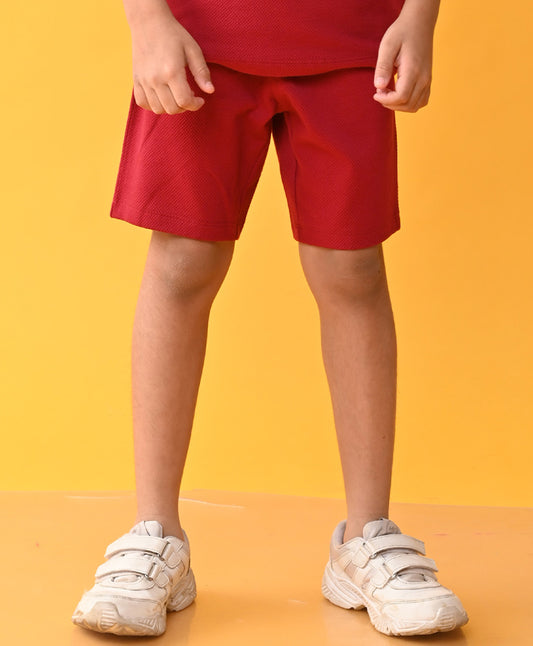 MEHROON POPCORN KNIT SHORTS - MEHROON