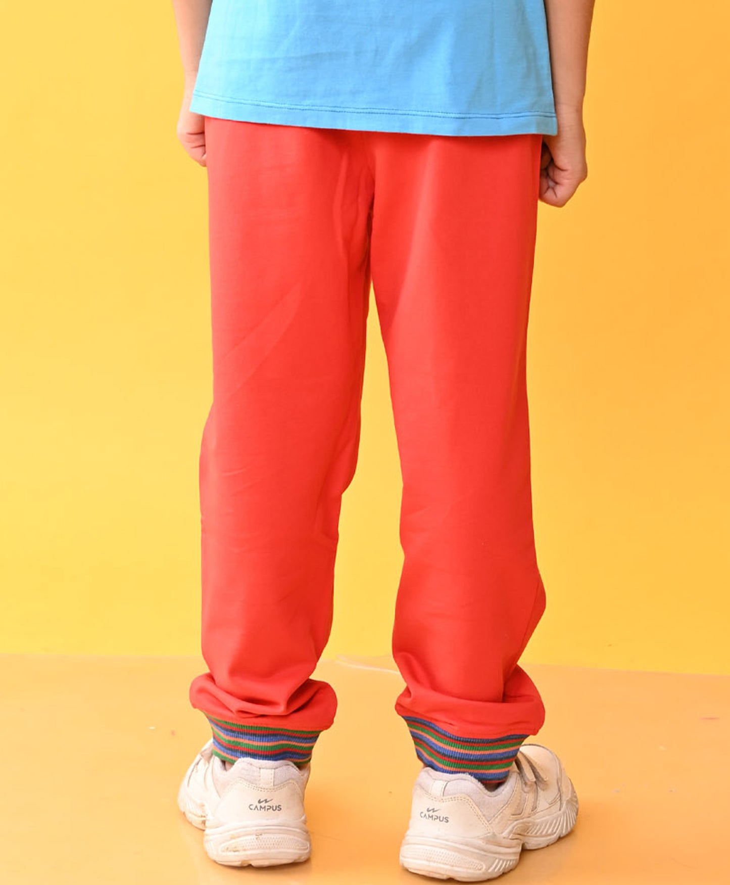 SUMMER RED JOGGER WITH STRIPED RIB - RED